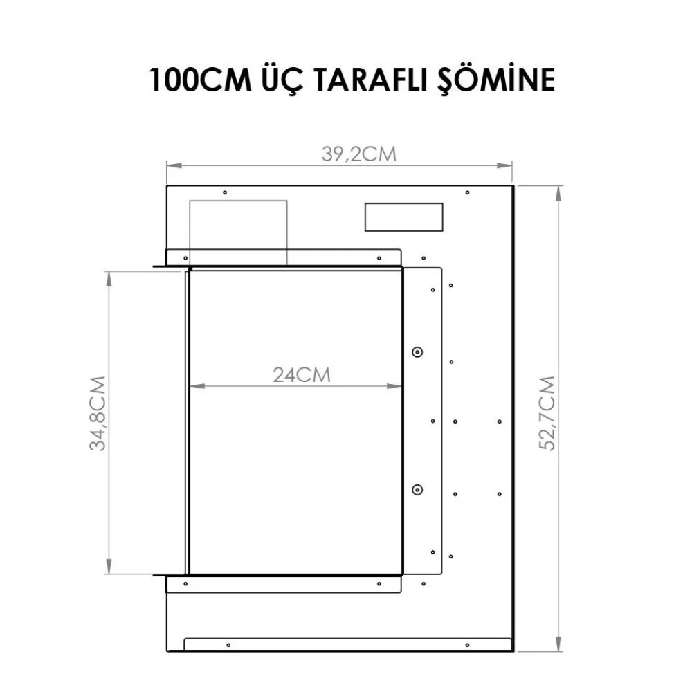 Korvista 3-Sided Electric Fireplace 100 cm  thumbnail 4