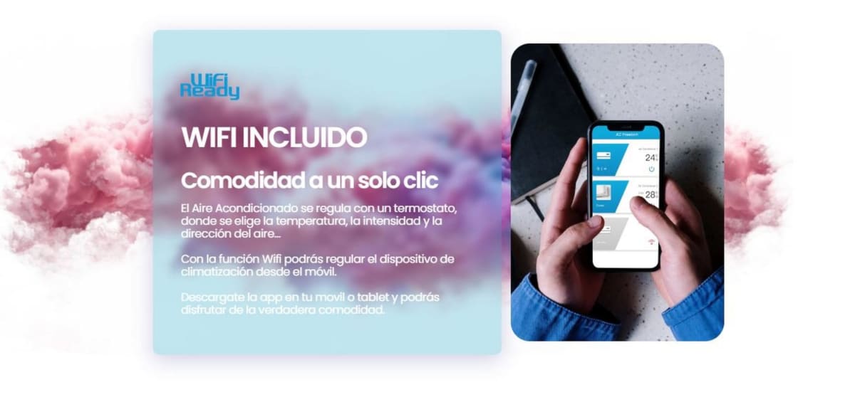Aire acondicionado Infiniton con control WiFi mediante app móvil en smartphone
