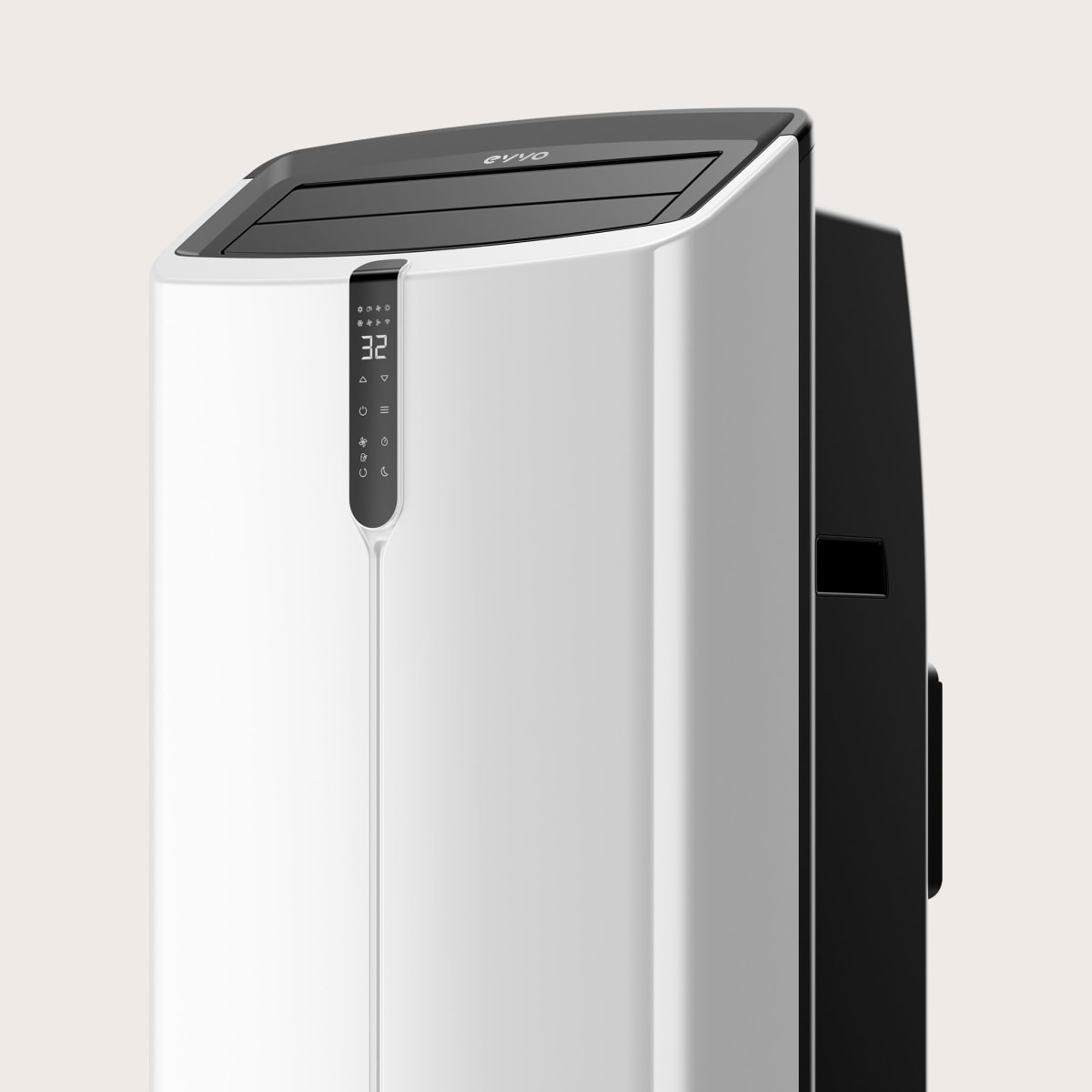 Aire acondicionado portátil EVVO Clima Silent blanco con panel digital.