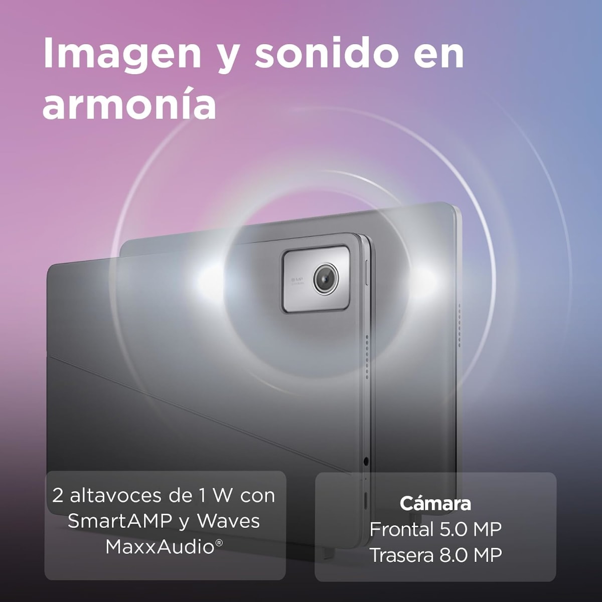 Tableta con cámara y sonido destacados