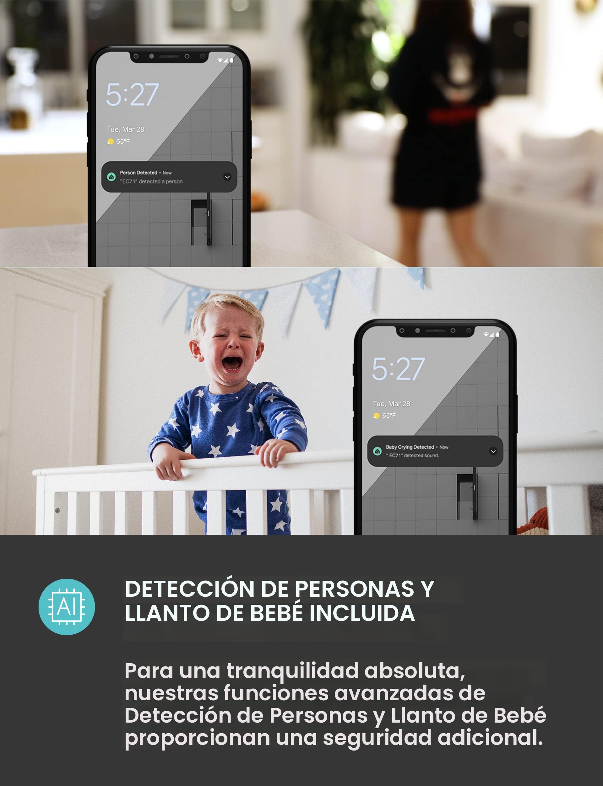 Cámara Kasa Smart detecta personas y llanto de bebé con alertas en tiempo real