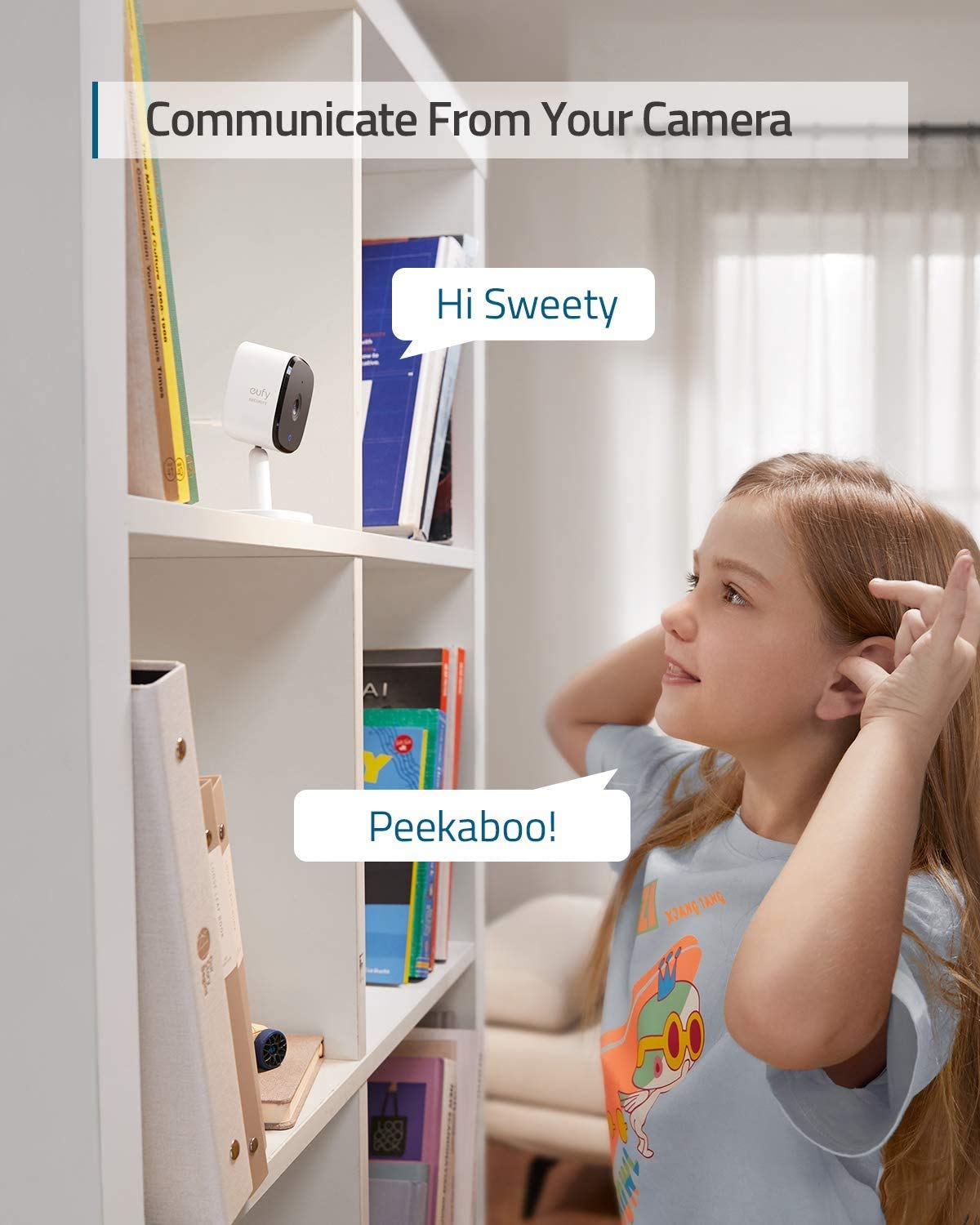 Cámara eufy C120 con audio bidireccional para comunicación en casa