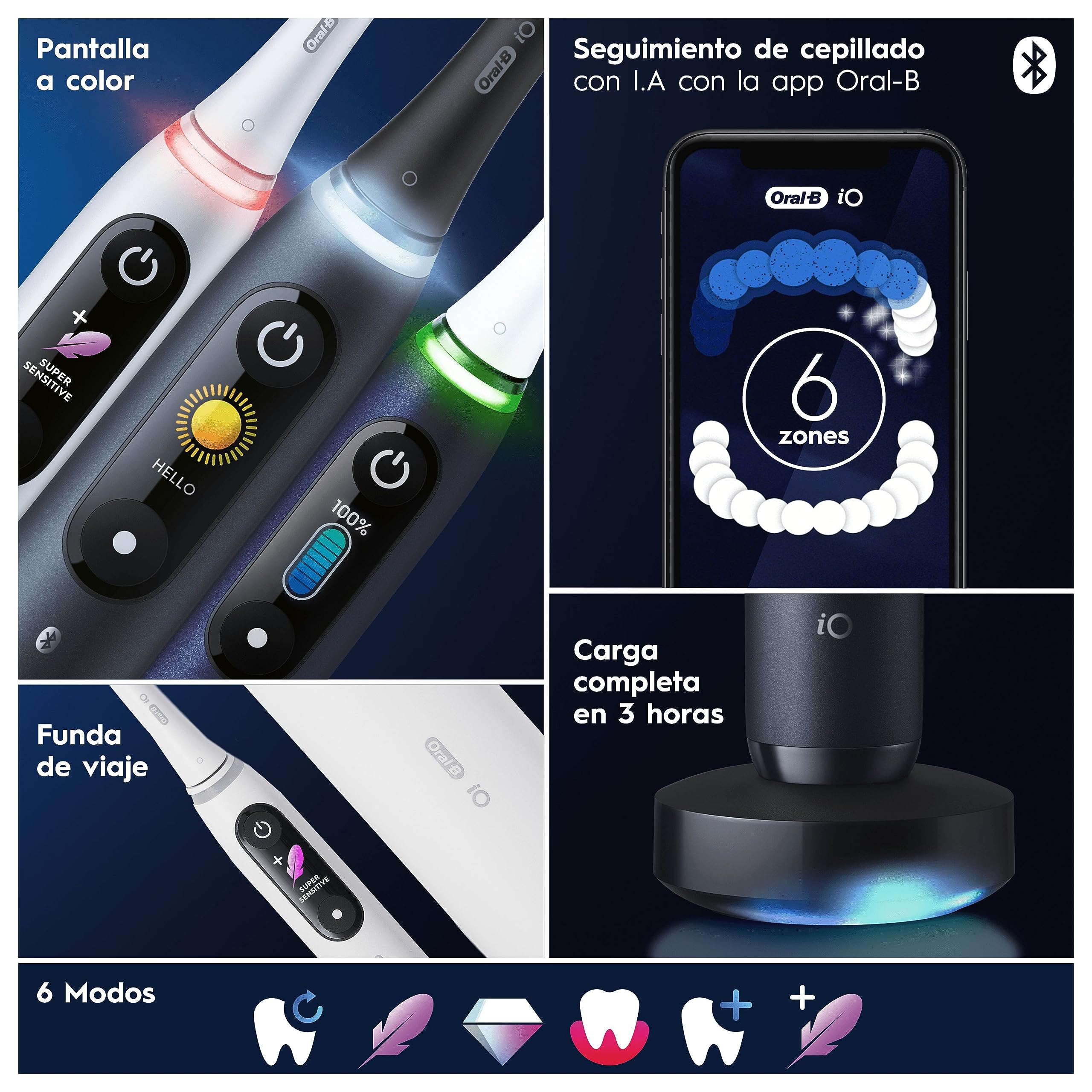 Cepillo eléctrico Oral-B iO 9 con pantalla inteligente y app de seguimiento