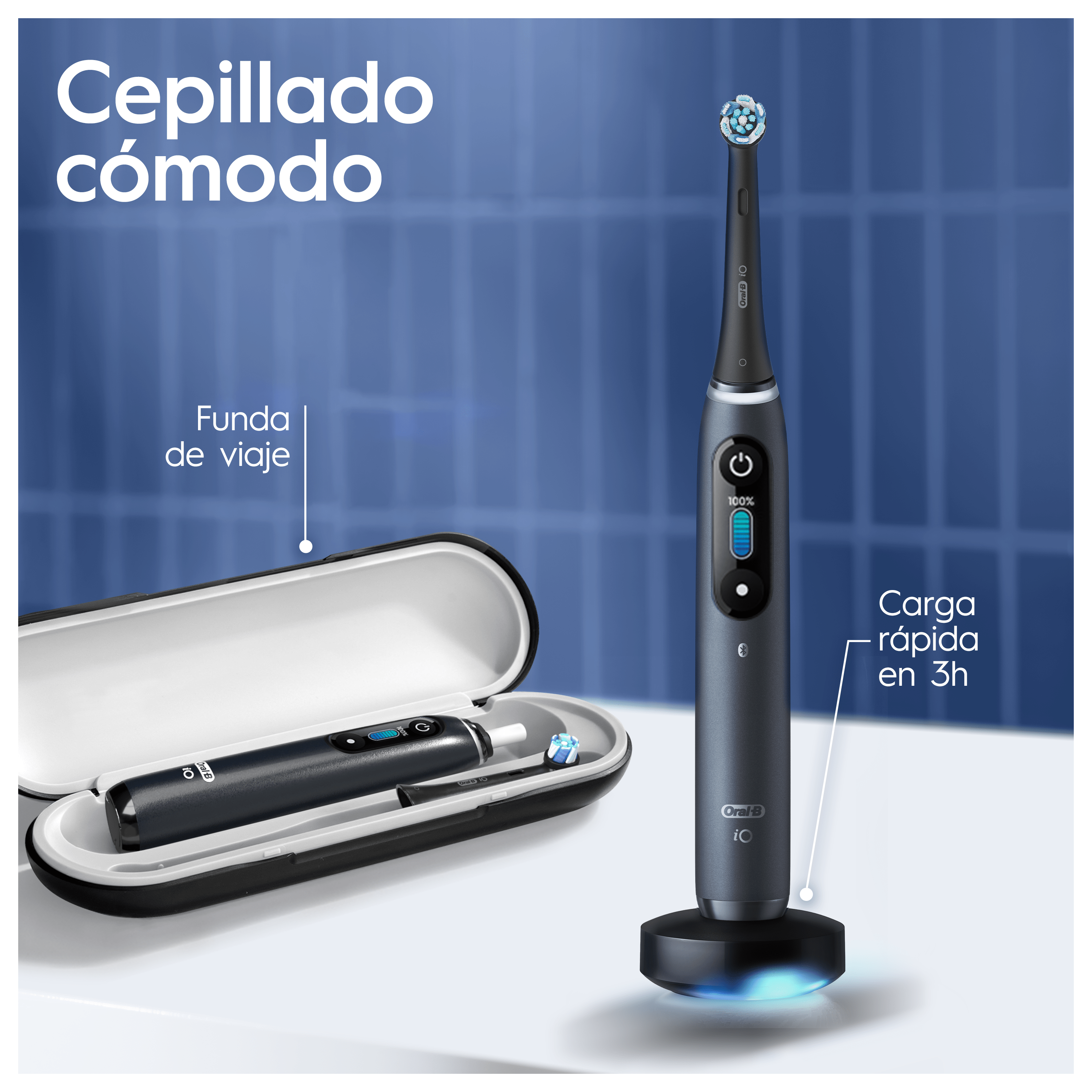 Oral-B iO 9 cepillo eléctrico negro con funda y carga rápida