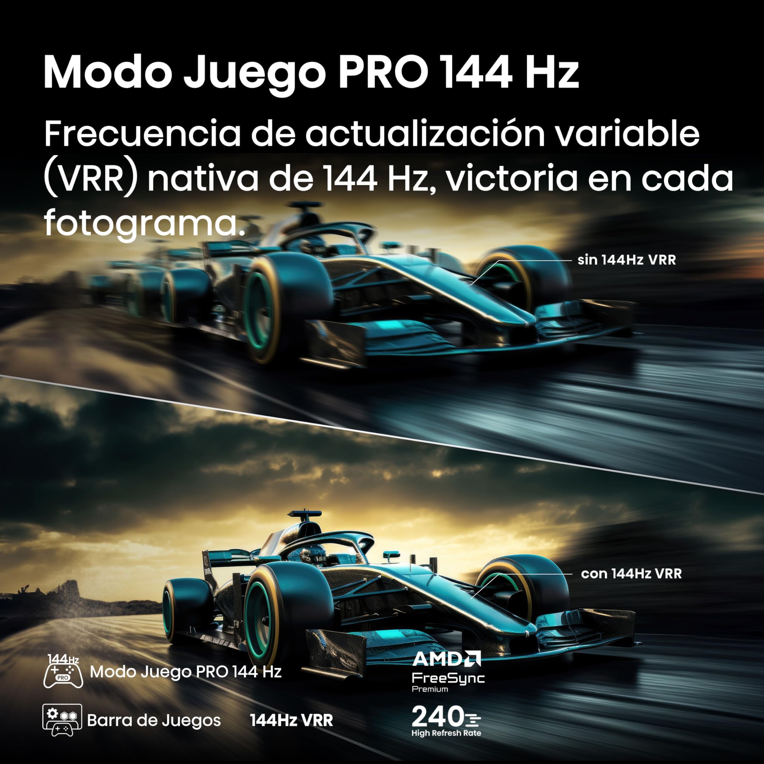 Hisense 55E8Q Modo Juego PRO 144Hz VRR para gráficos fluidos sin desenfoque