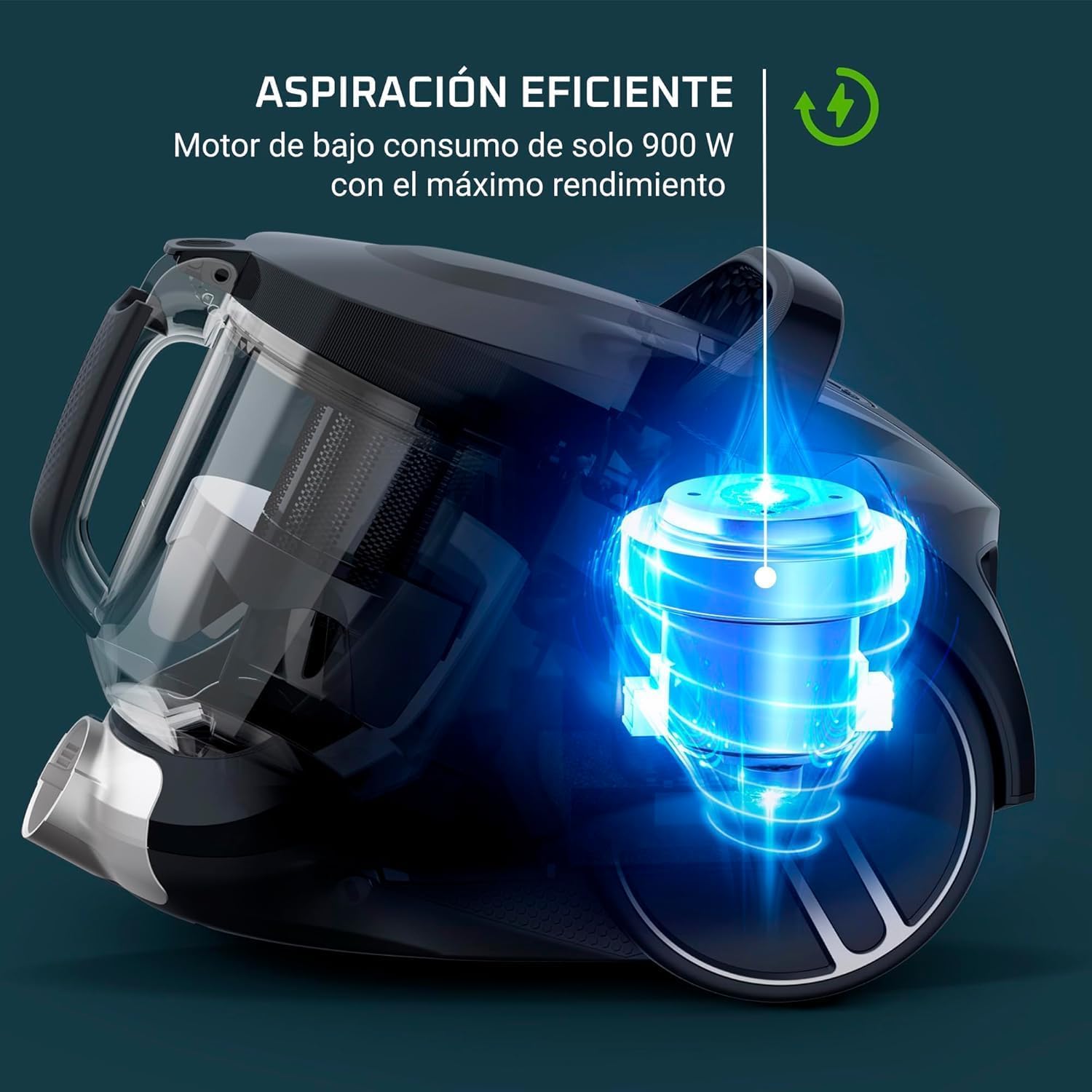 Aspiradora Rowenta con motor eficiente de 900 W y filtración ciclónica