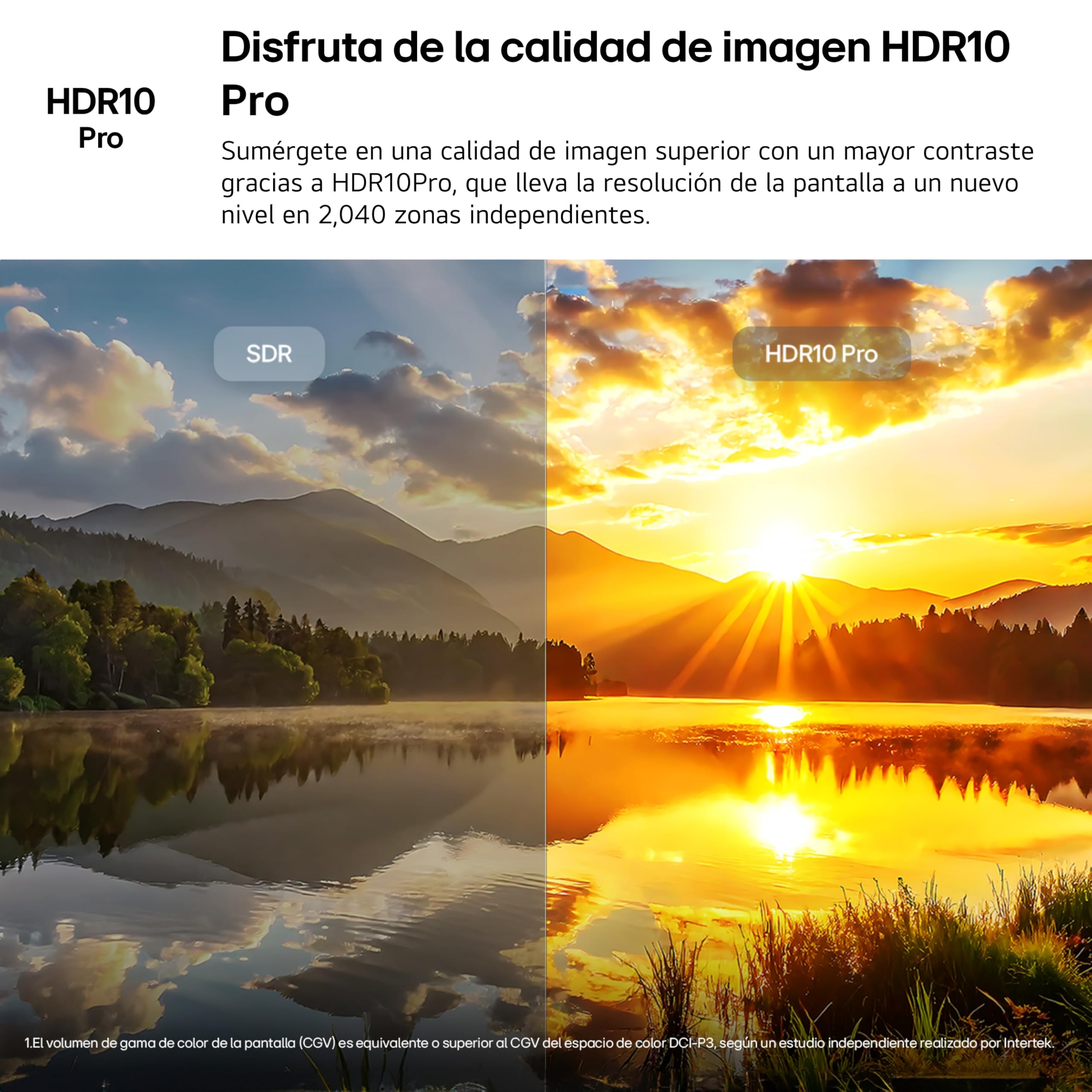 Comparación HDR10 Pro vs SDR en TV LG con imagen vibrante y contraste superior