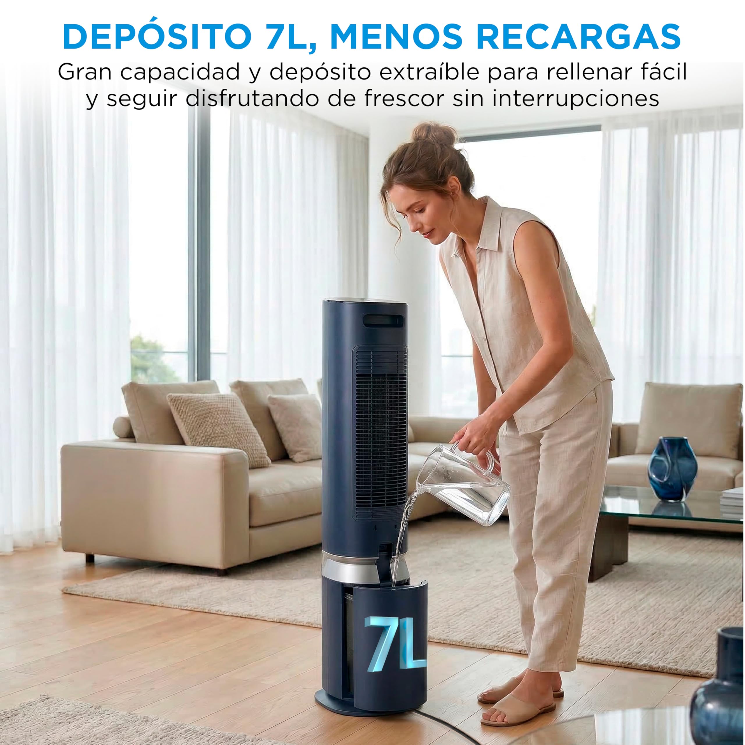 Climatizador evaporativo MIDEA con depósito 7L fácil de rellenar