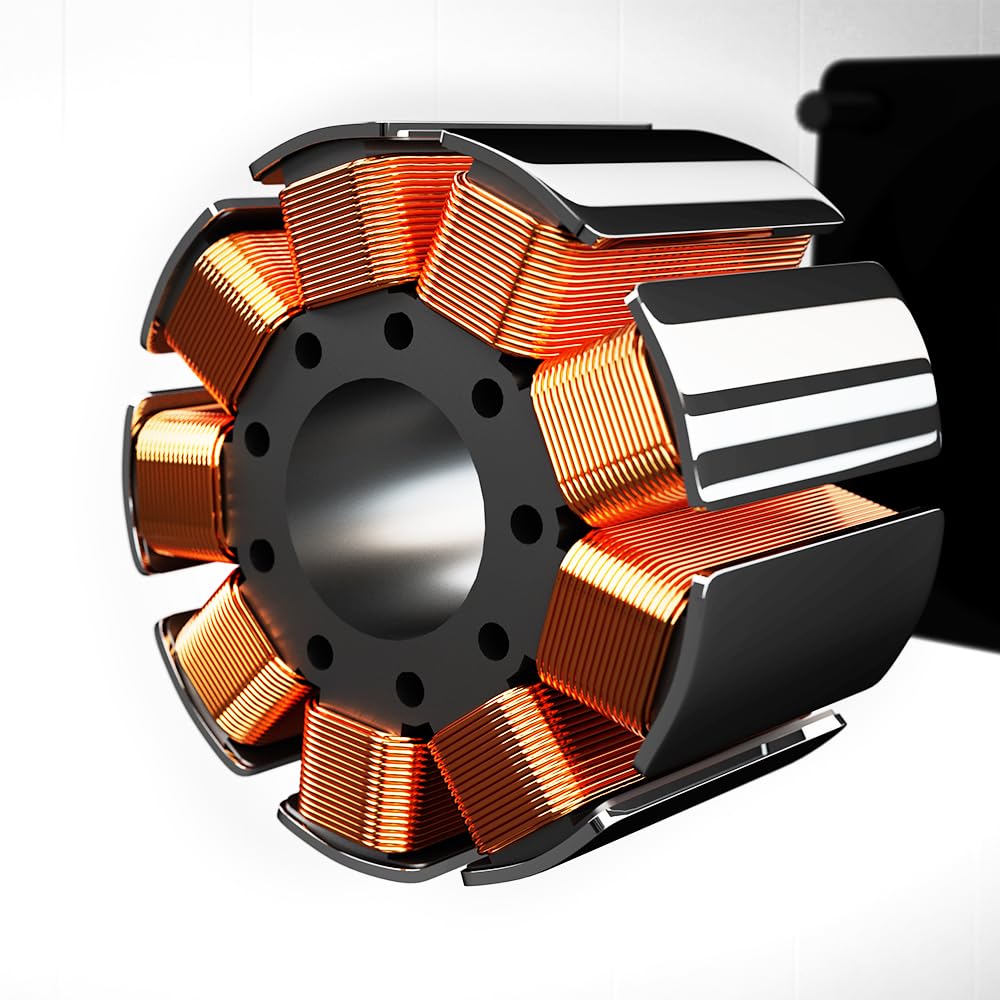 Detalle del motor de cobre del ventilador Cecotec EnergySilence 620 con bobinados de cobre y estructura metálica.