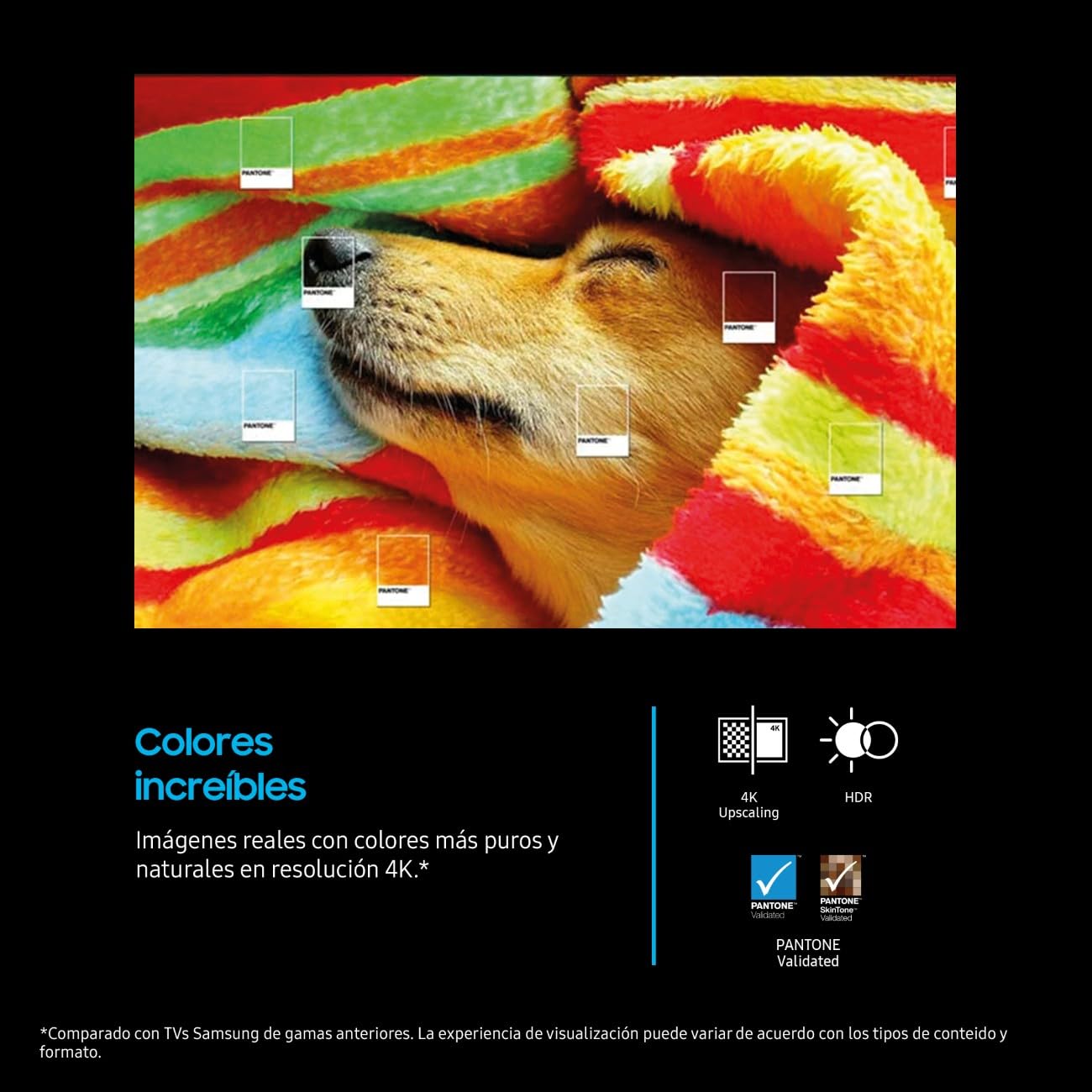 Imagen promocional Samsung TV 55'' con colores vibrantes y 4K Crystal UHD