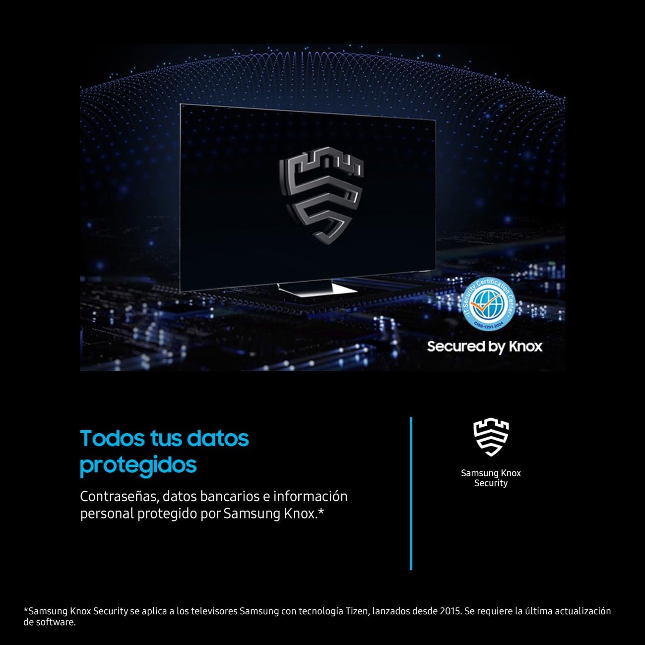 Samsung TV con protección de datos Samsung Knox y seguridad avanzada