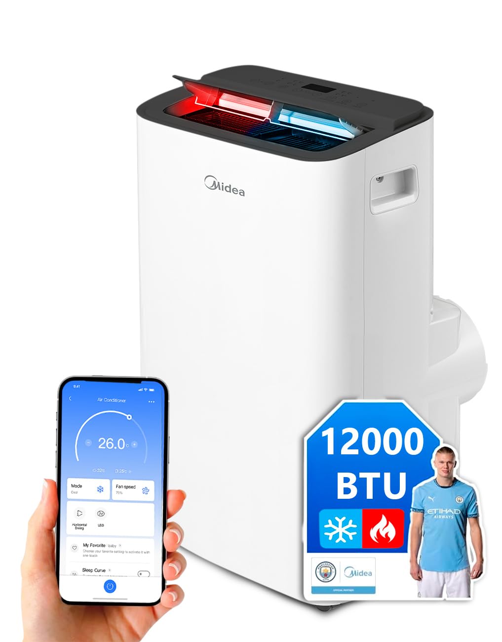 Aire acondicionado portátil MIDEA de 12000 BTU con control por app y función de calefacción