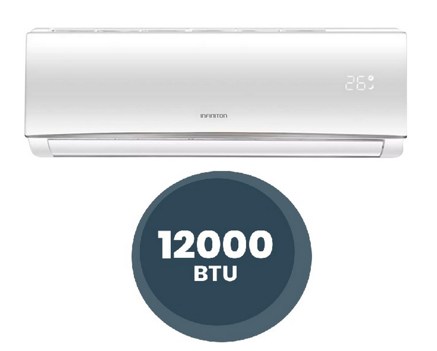 Aire acondicionado INFINITON de 12000 BTU en blanco con pantalla digital