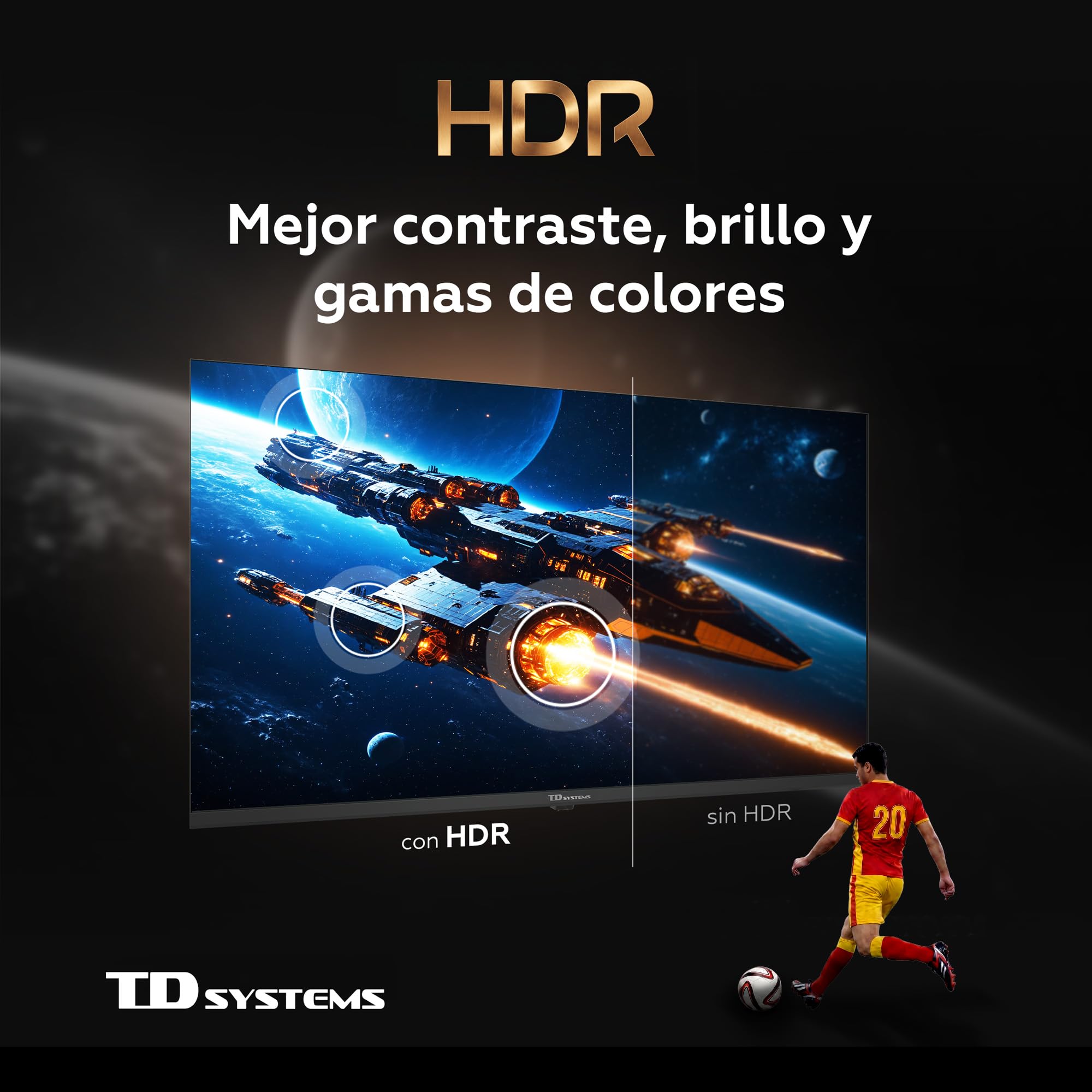 TD Systems 40 pulgadas TV demostración HDR con colores vibrantes