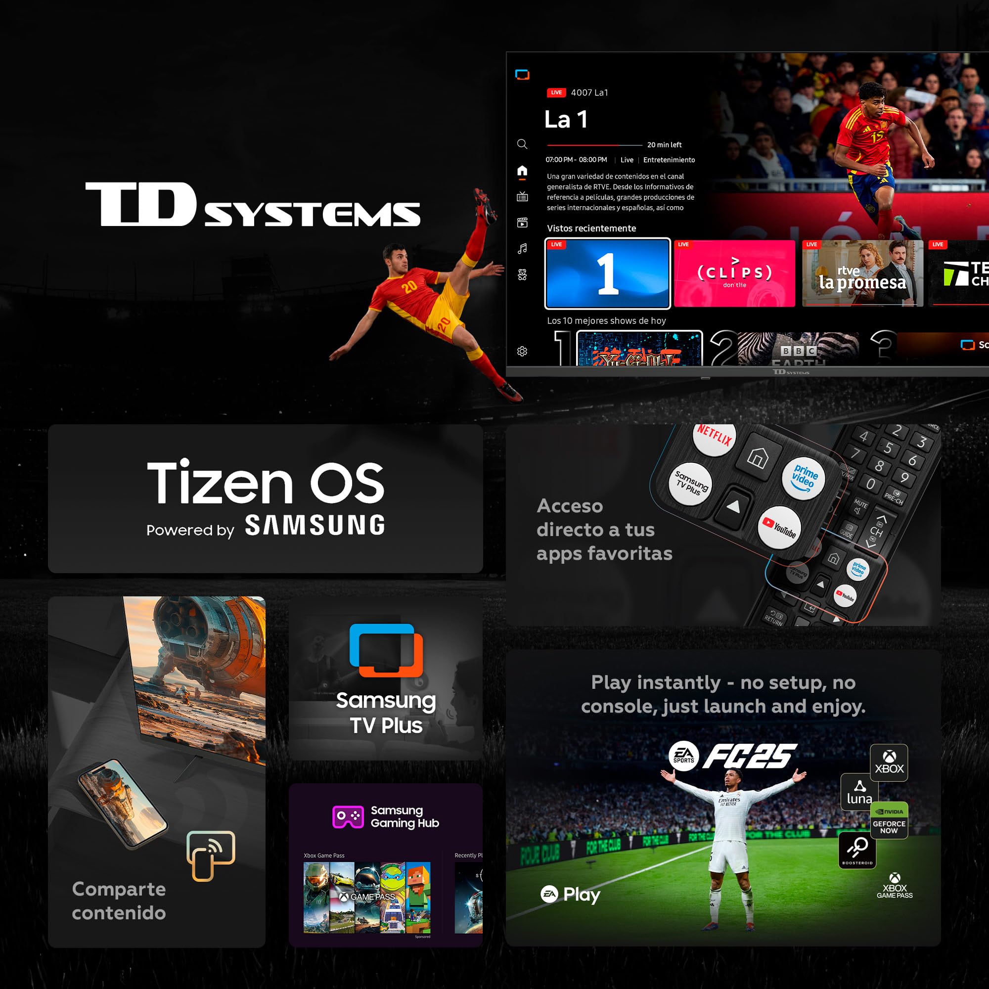 Smart TV TD Systems de 40 pulgadas con Tizen OS y aplicaciones de streaming