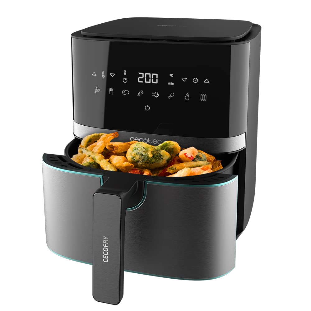 Freidora de aire Cecotec Cecofry Full InoxBlack 5500 Pro de 5,5 litros con panel táctil digital y cesta de verduras
