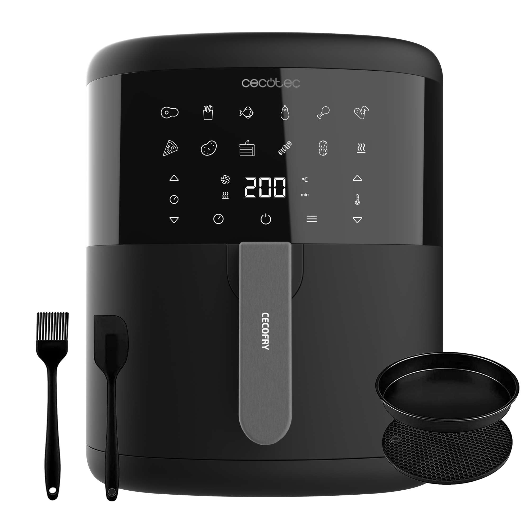 Freidora de aire Cecotec Cecofry Full InoxBlack 5500 Pro de 5,5L con panel táctil digital y accesorios