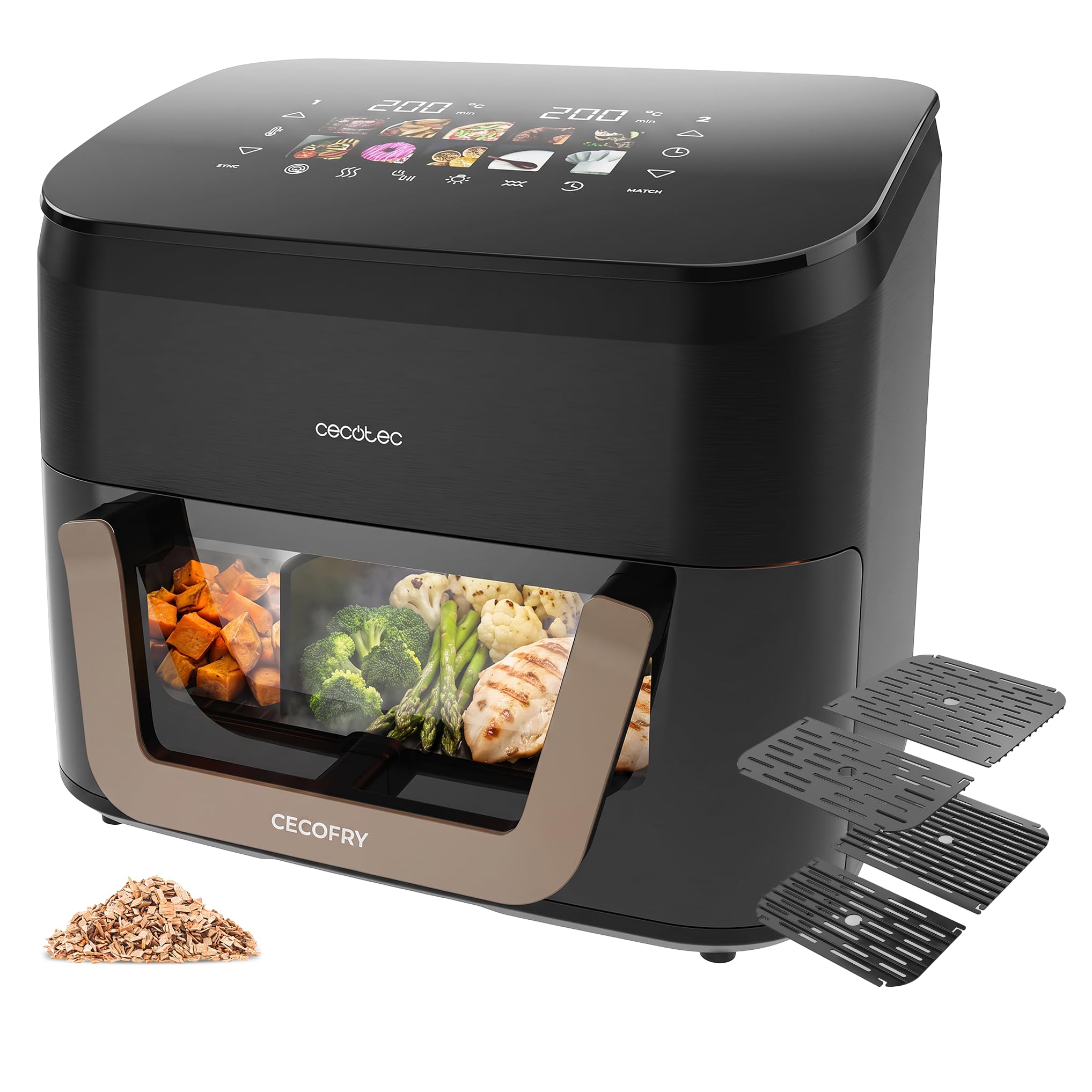 Freidora de aire Cecotec Cecofry 8500 con grill, ahumador, ventana de visualización y accesorios