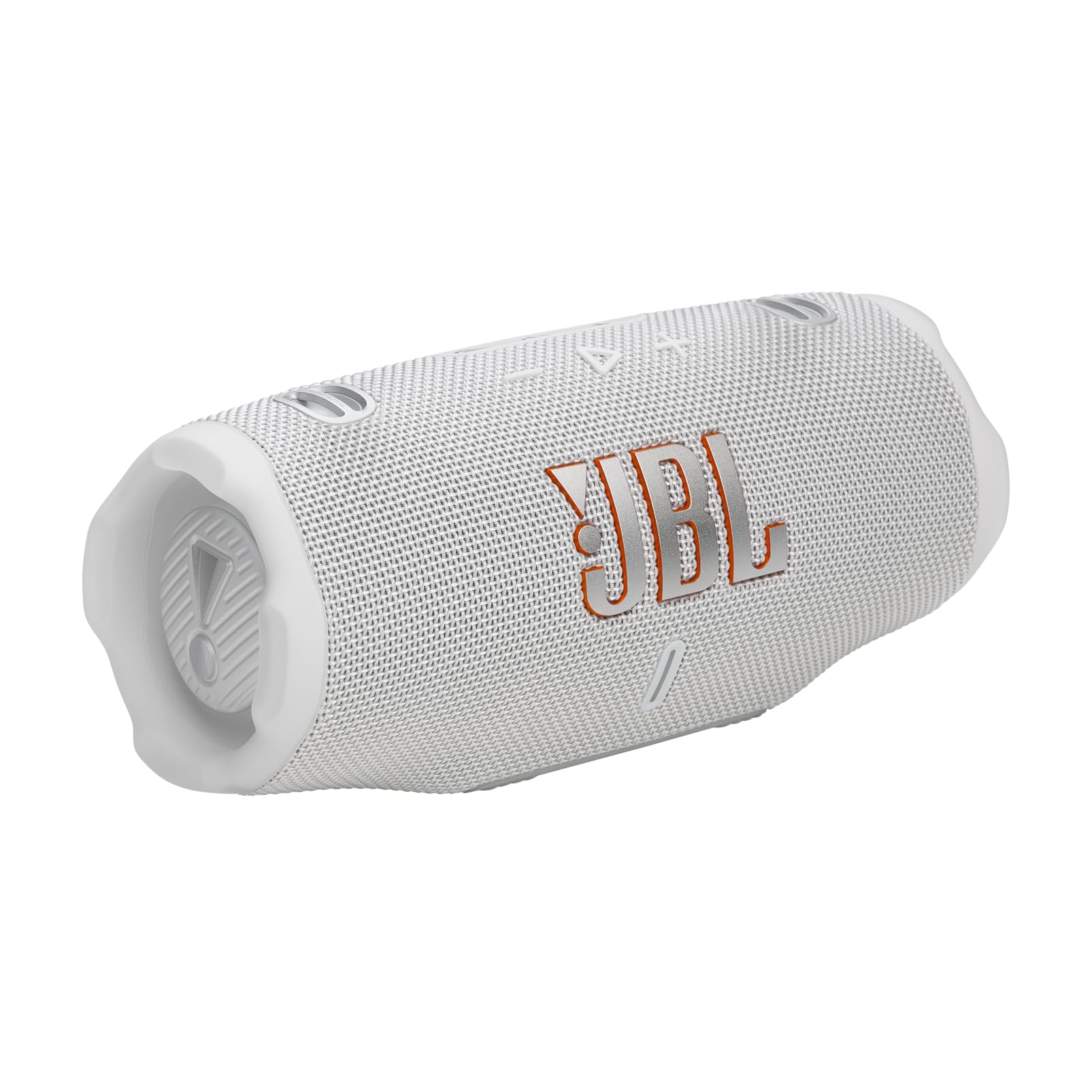 Altavoz Bluetooth portátil JBL Charge 6 blanco sobre fondo blanco
