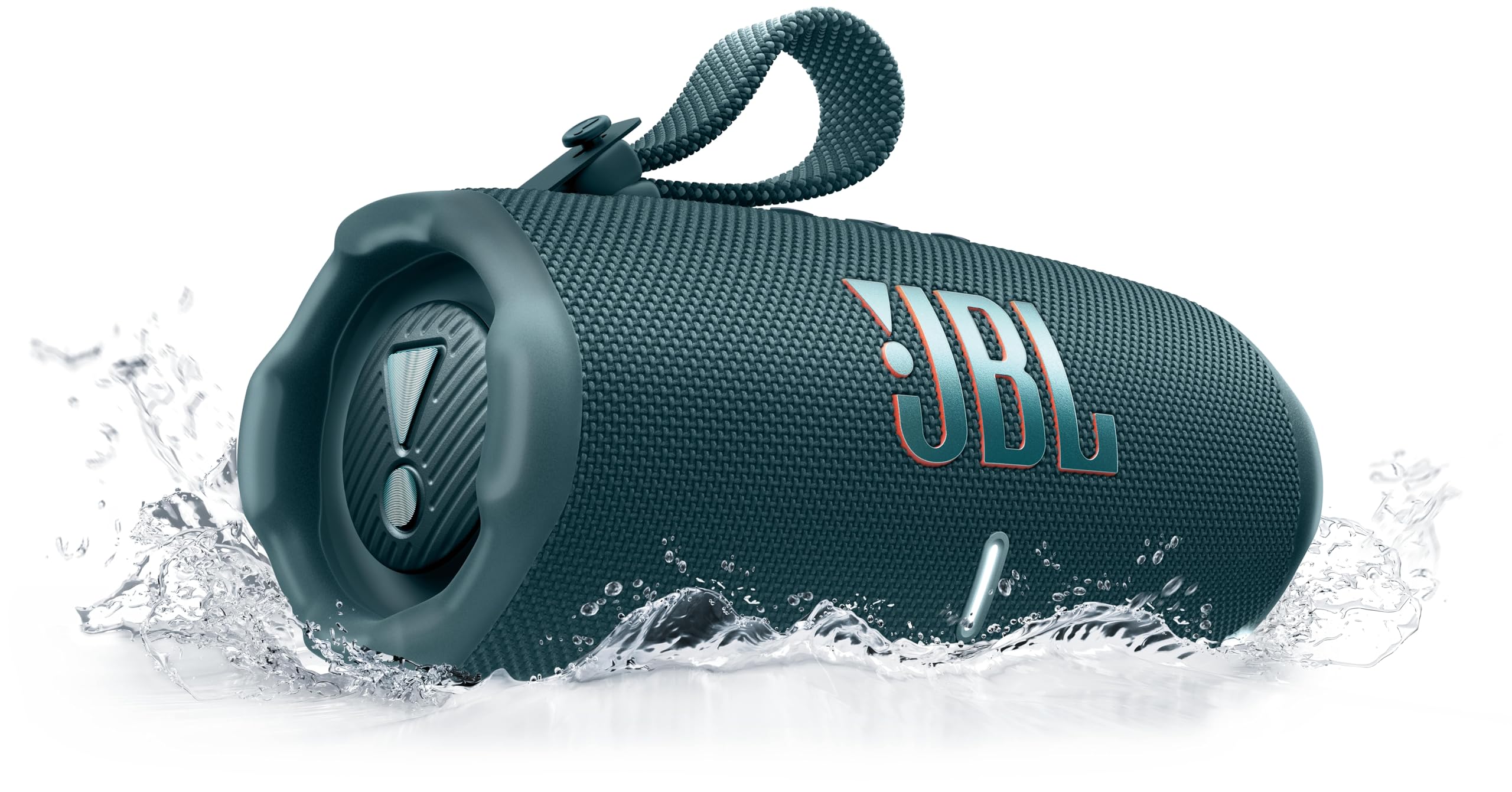 Altavoz Bluetooth portátil JBL Charge 6 verde con resistencia al agua IP68 y salpicaduras.