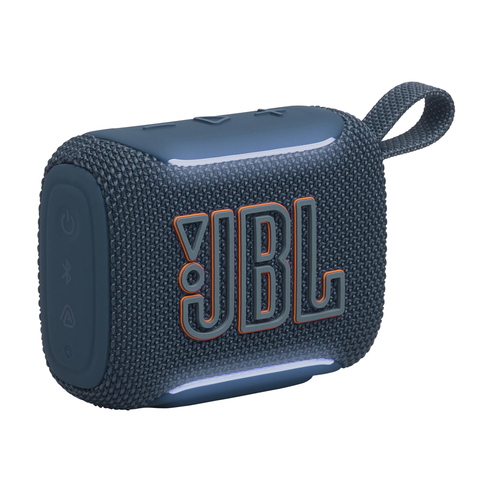 Altavoz Bluetooth JBL GO 5 ultraportátil color azul con iluminación LED y correa