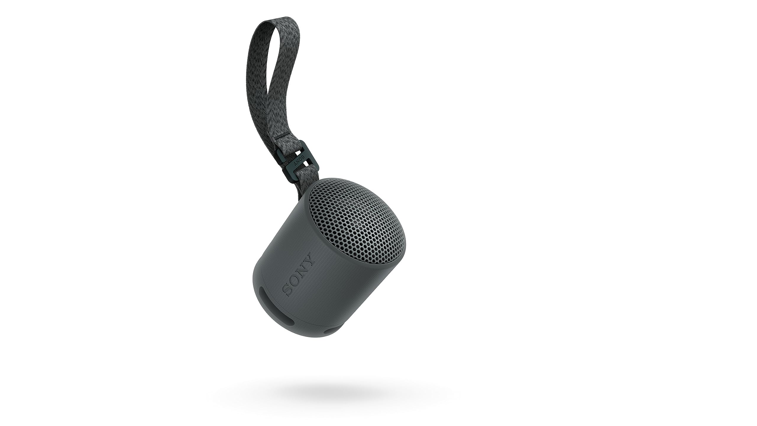 Altavoz Bluetooth Sony SRS-XB100 negro con correa ajustable, compacto y portátil.