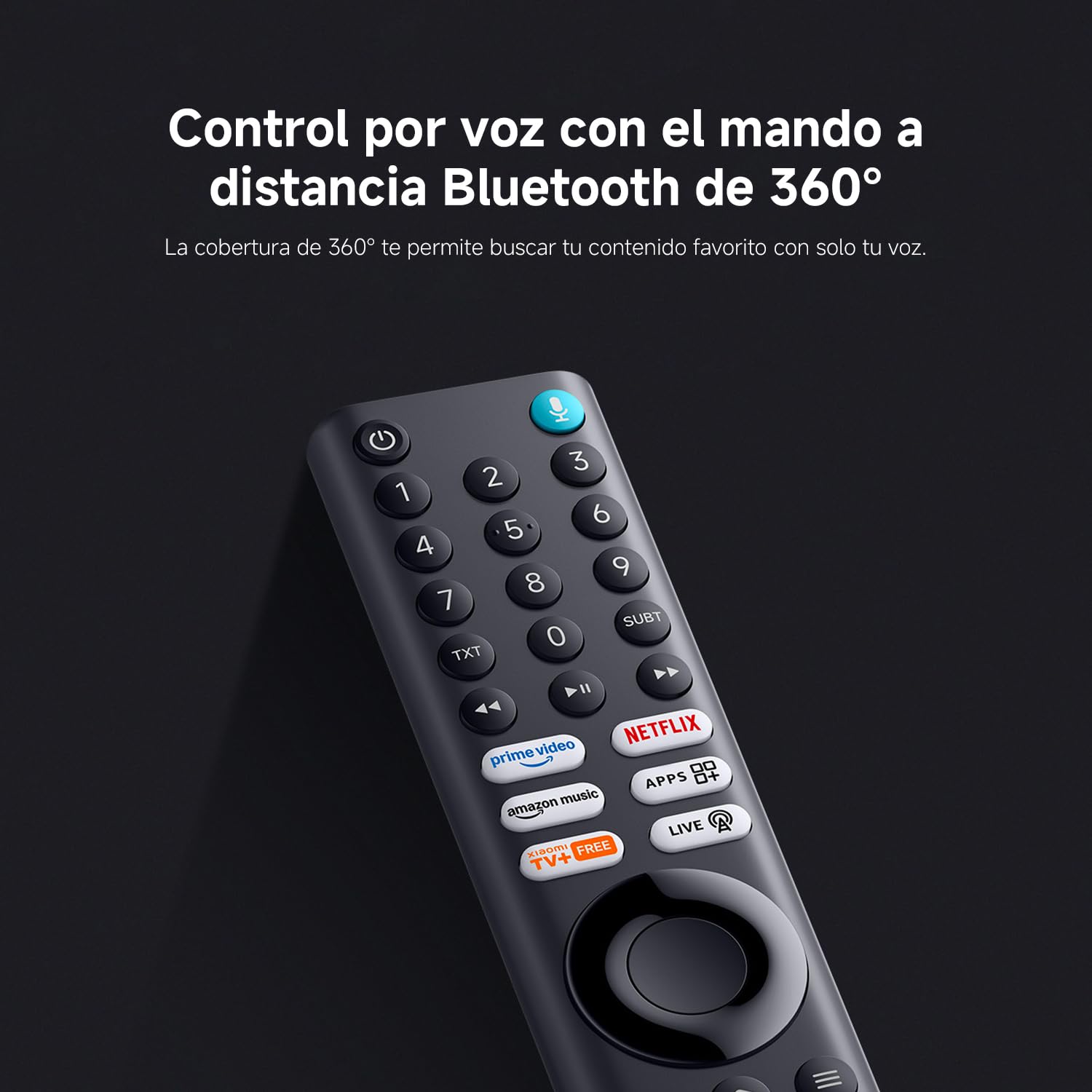 Mando a distancia Bluetooth negro con Alexa y botones de streaming para Xiaomi TV F 50 pulgadas 4K