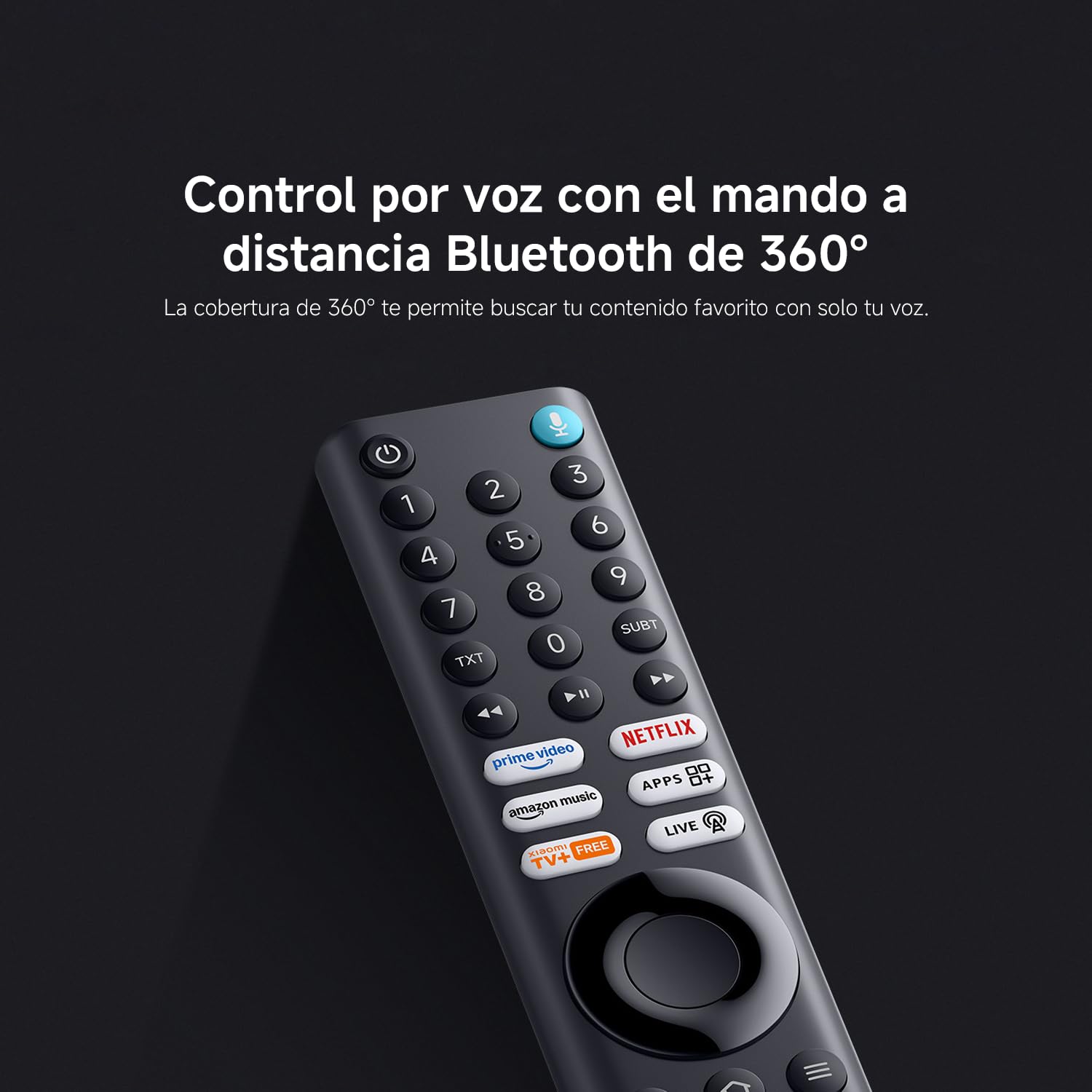 Mando a distancia negro Bluetooth con Alexa para Xiaomi TV F Pro con botones de streaming