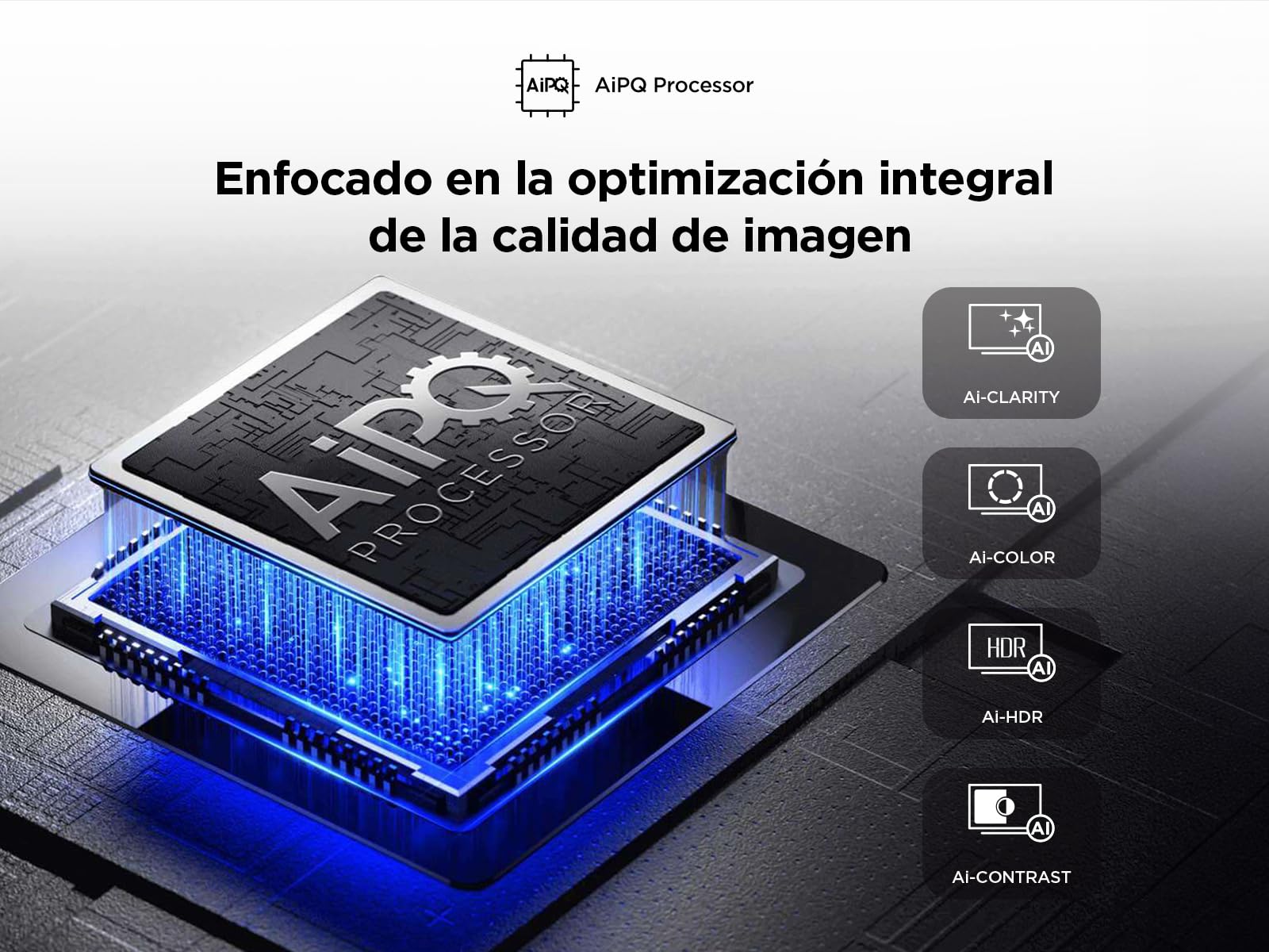 Procesador AiPQ del Smart TV TCL 43V6C con tecnología de inteligencia artificial para imagen 4K