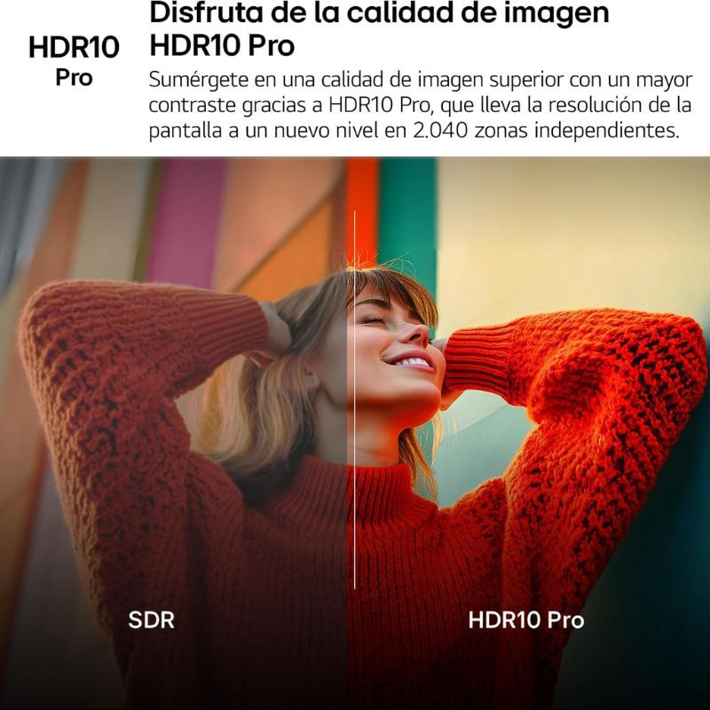 Comparativa visual de calidad de imagen SDR versus HDR10 Pro en rostro de mujer.