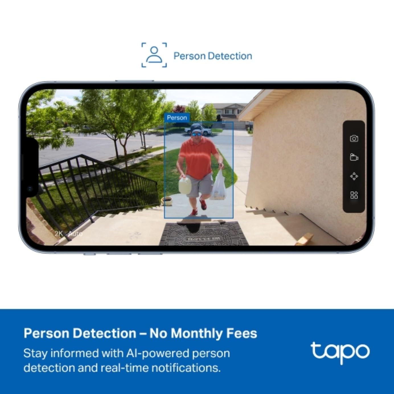 Pantalla móvil con detección de personas en cámara de seguridad Tapo C400