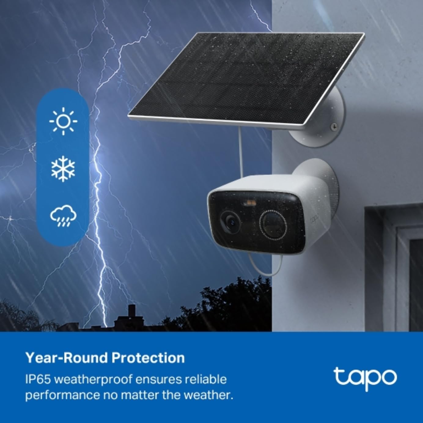 Cámara de seguridad solar Tapo C400 resistente a la lluvia y tormentas