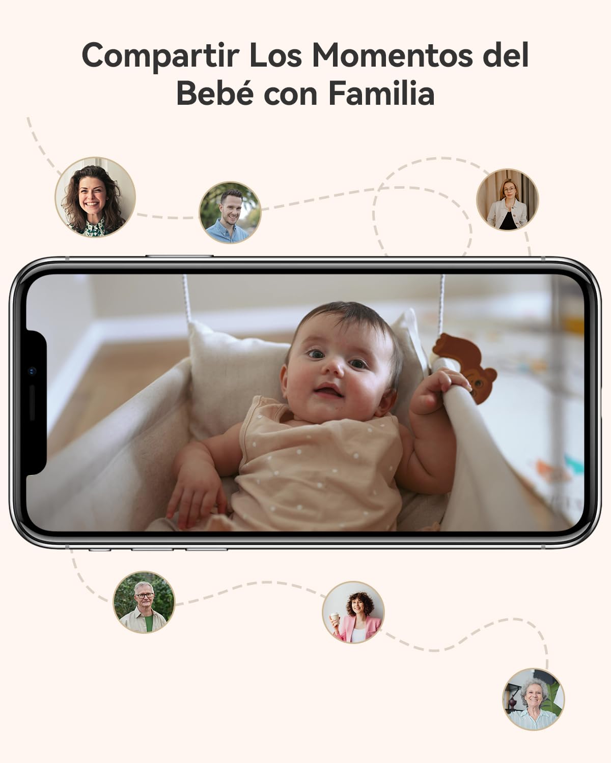 Pantalla móvil con bebé para compartir momentos con familia vía cámara Imou