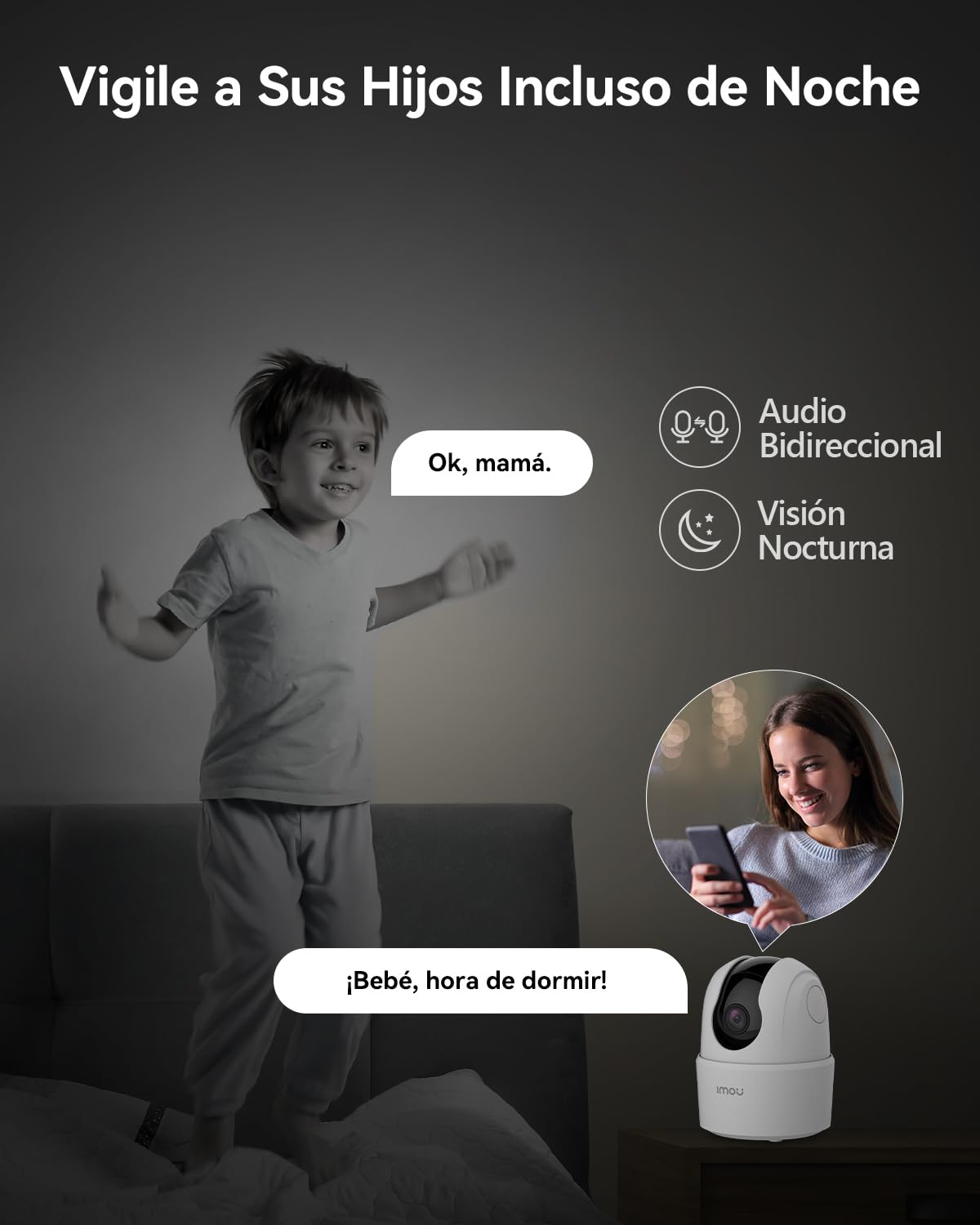Cámara de vigilancia Imou con audio bidireccional y visión nocturna interior