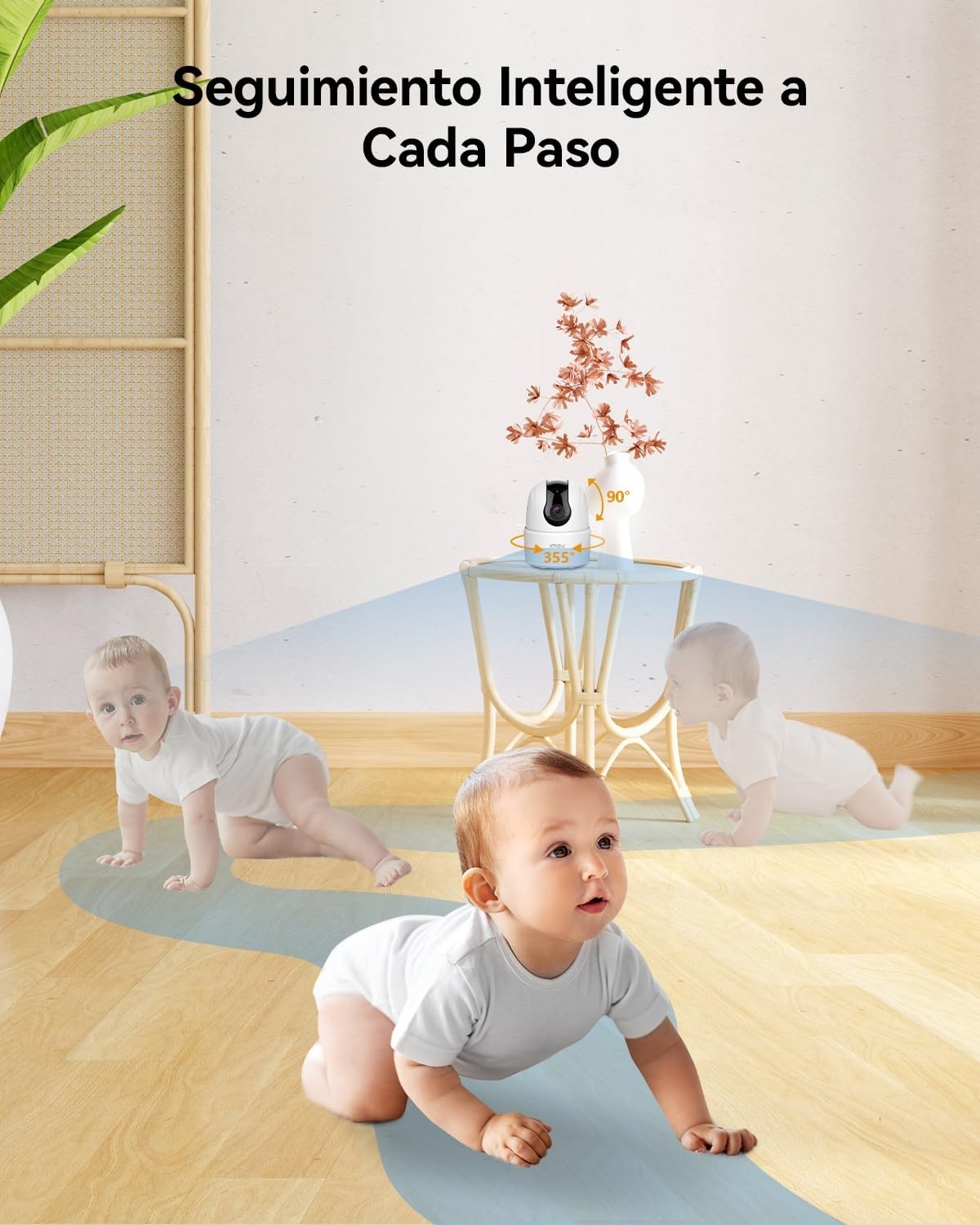 Cámara IP WiFi interior Imou con seguimiento inteligente y bebés gateando