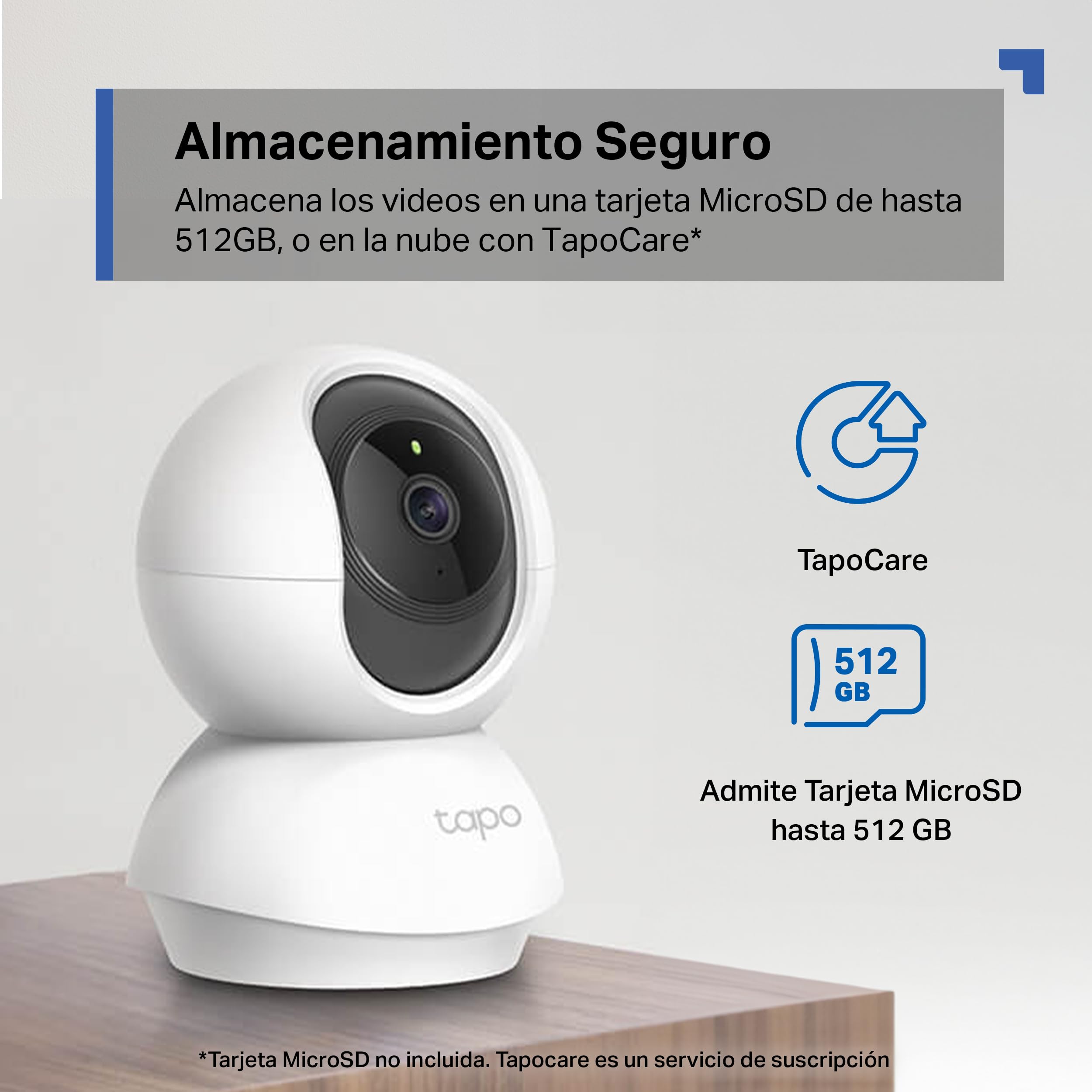 Cámara IP Tapo C210 con almacenamiento seguro y soporte MicroSD 512 GB