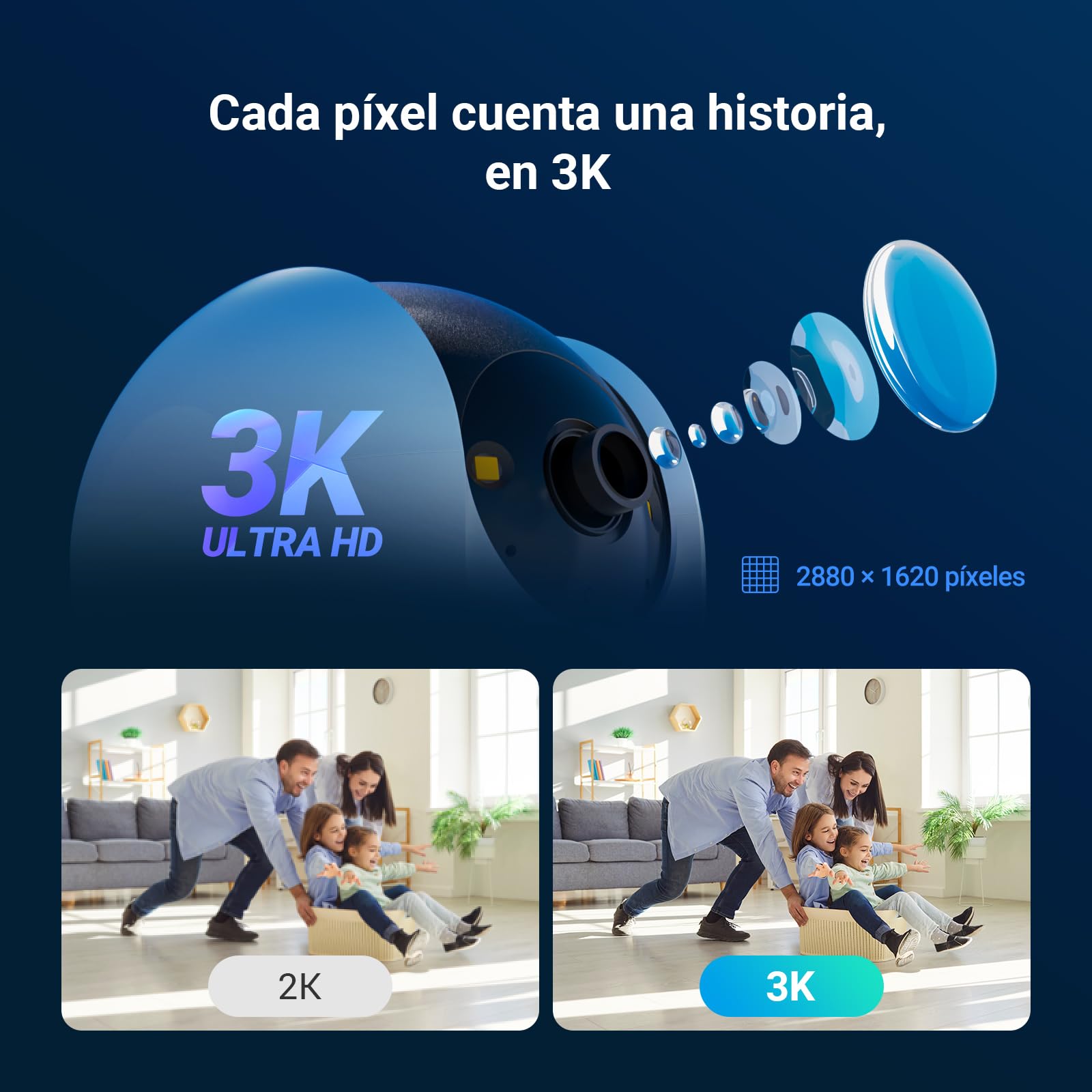 Comparativa imagen 2K vs 3K cámara vigilancia interior EZVIZ