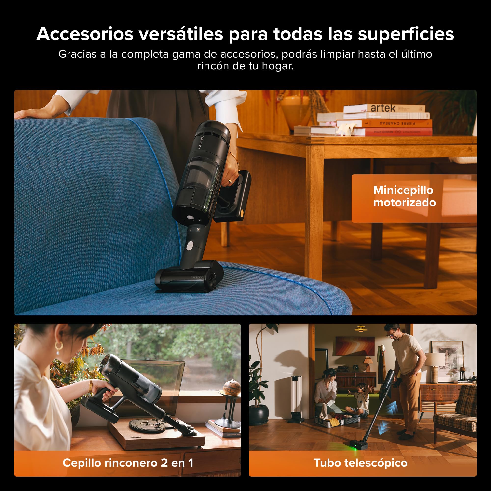 Accesorios del roborock H60 para limpieza de suelos y tapicerías