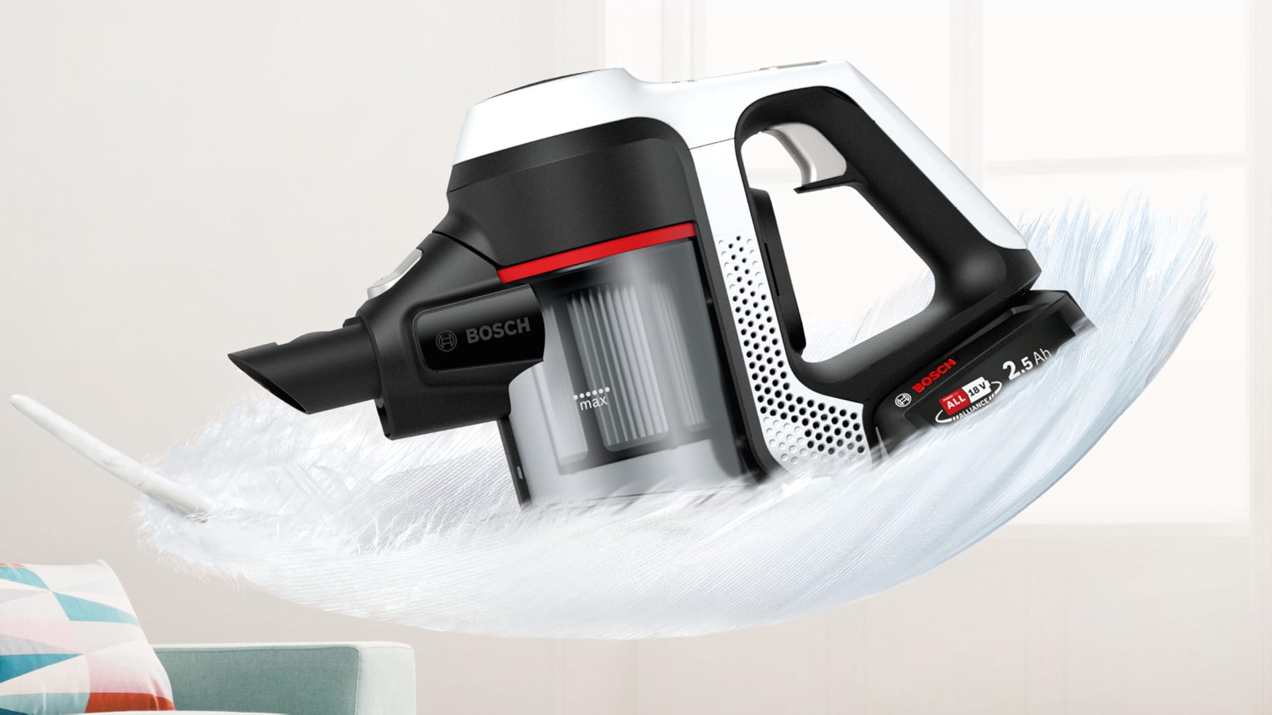 Aspiradora Bosch Unlimited Serie 6 ligera y compacta color blanco