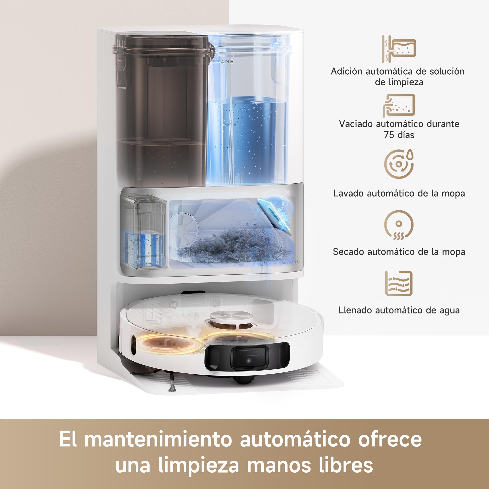 Robot aspirador Dreame L10s Ultra con estación base y funciones automáticas