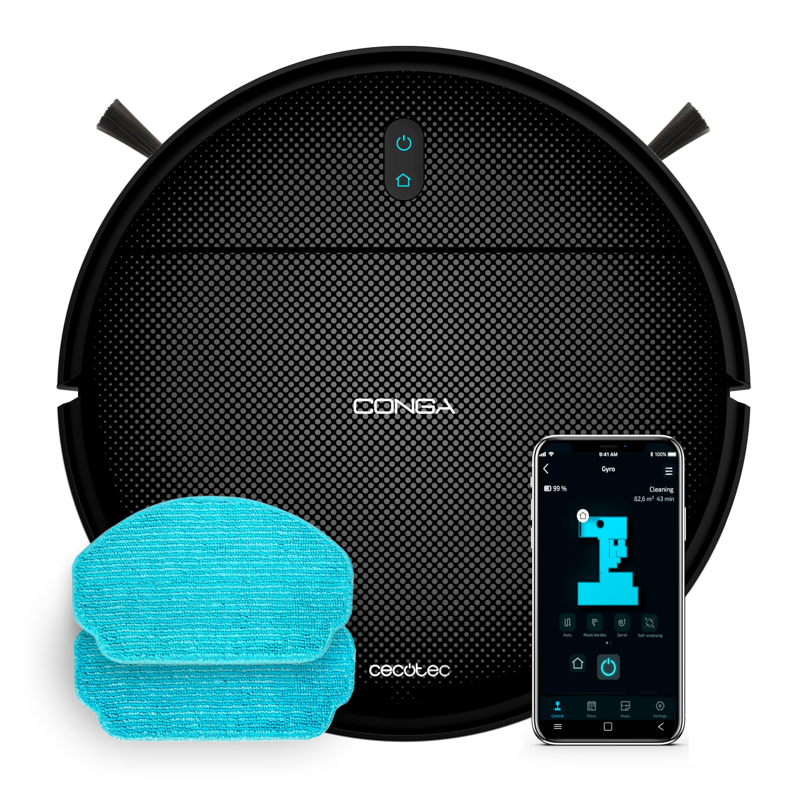 Robot aspirador Cecotec Conga M10 X-Treme con app y mopas azules