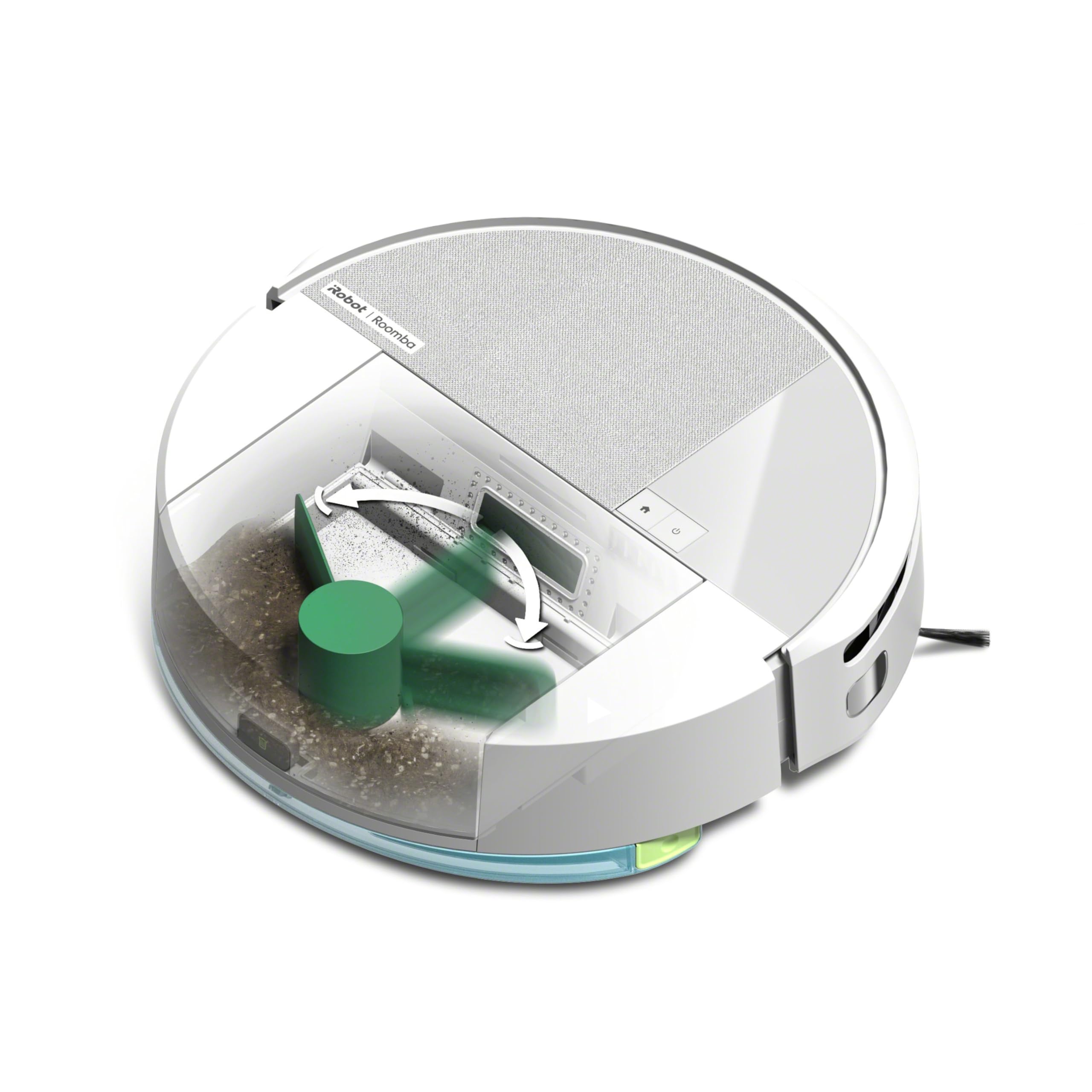 Robot aspirador Roomba con tapa abierta mostrando su interior