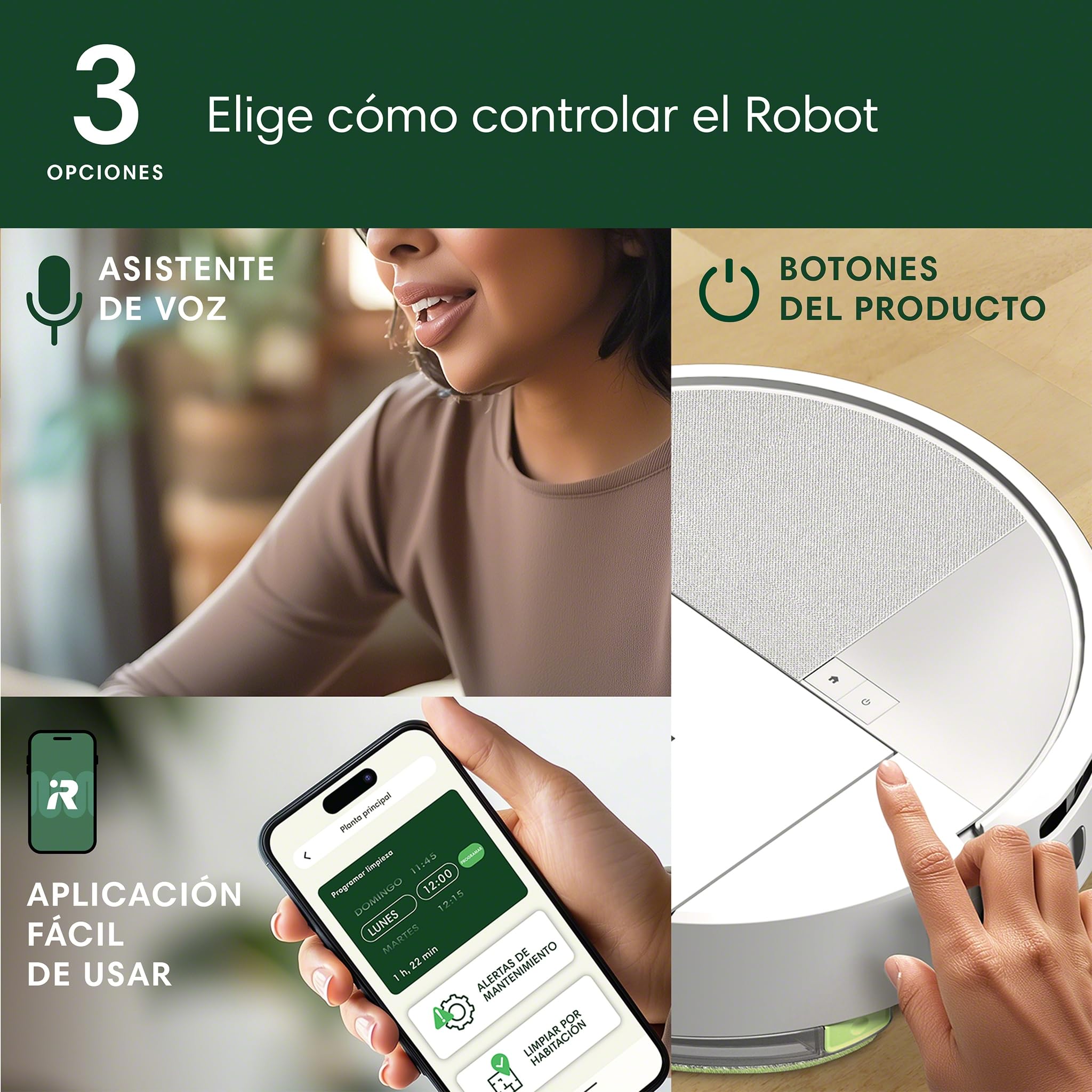 Robot aspirador con control remoto y aplicación móvil