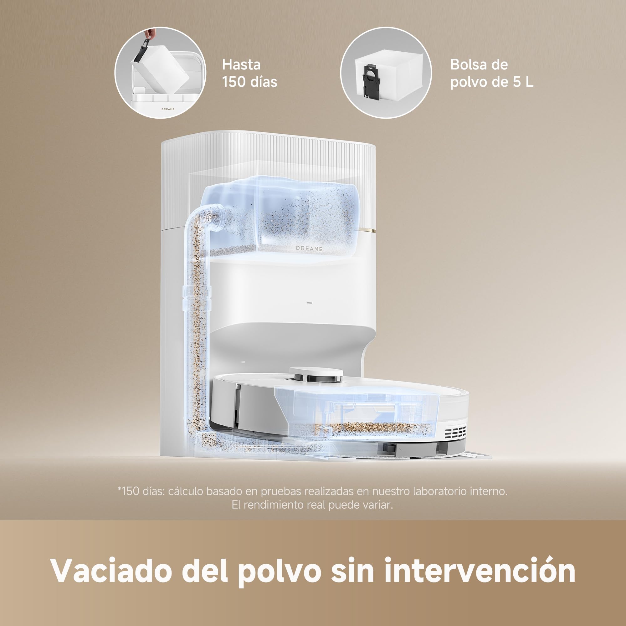 Robot aspirador Dreame D20 con sistema de vaciado automático transparente