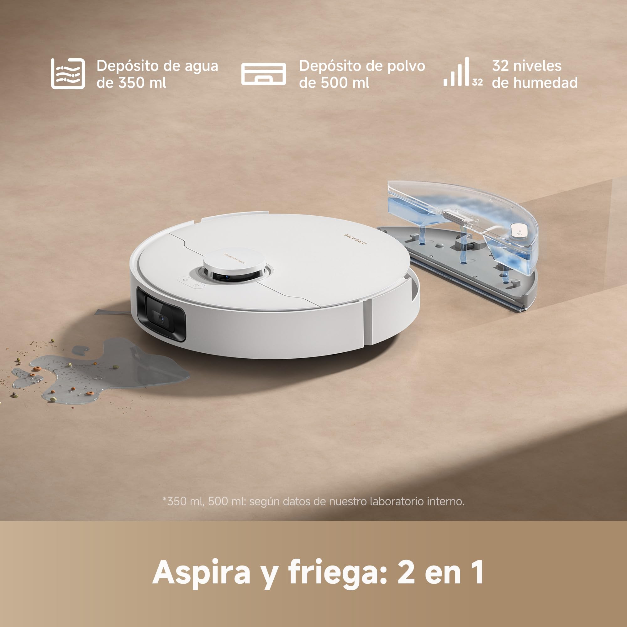 Robot aspirador Dreame D20 Pro Plus con depósito de agua y polvo