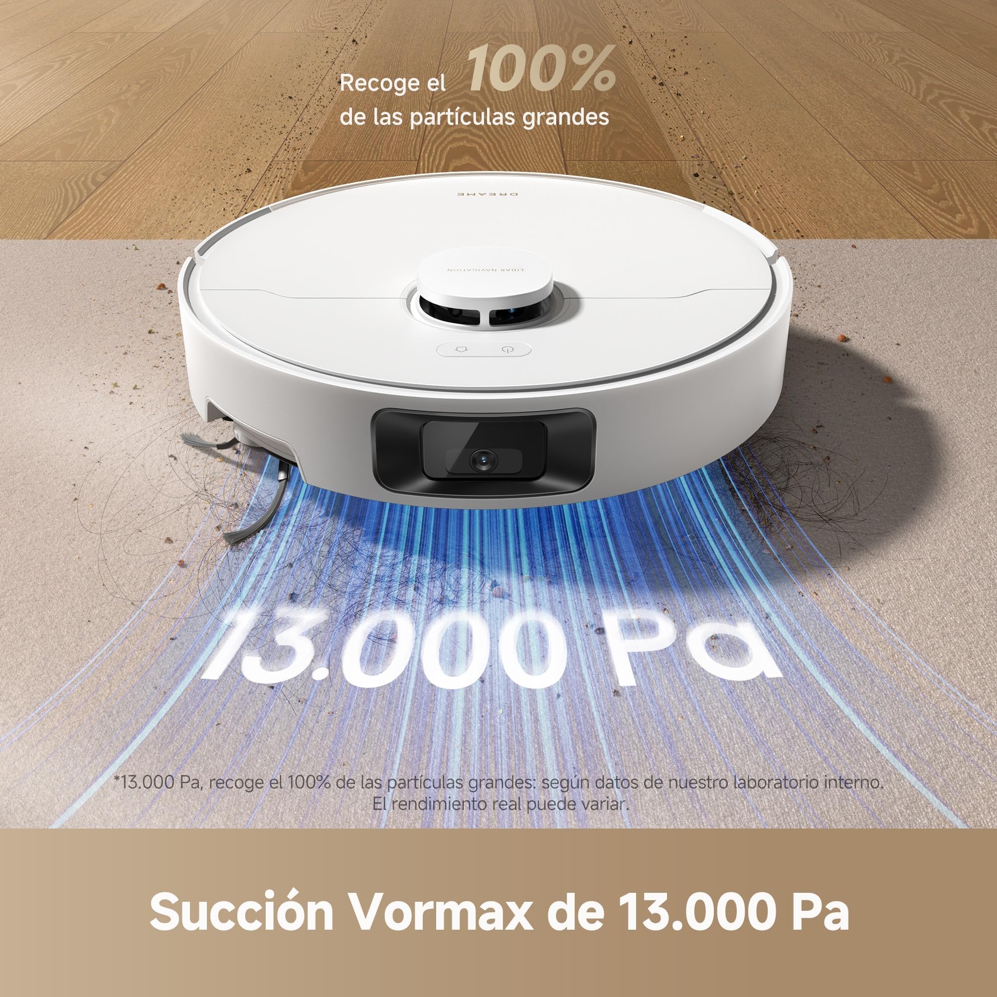 Robot aspirador Dreame D20 Pro Plus con succión potente 13.000 Pa en acción