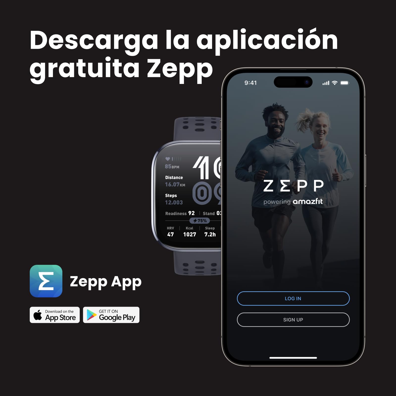 Smartwatch Amazfit Bip 6 con app Zepp para seguimiento de salud y deportes