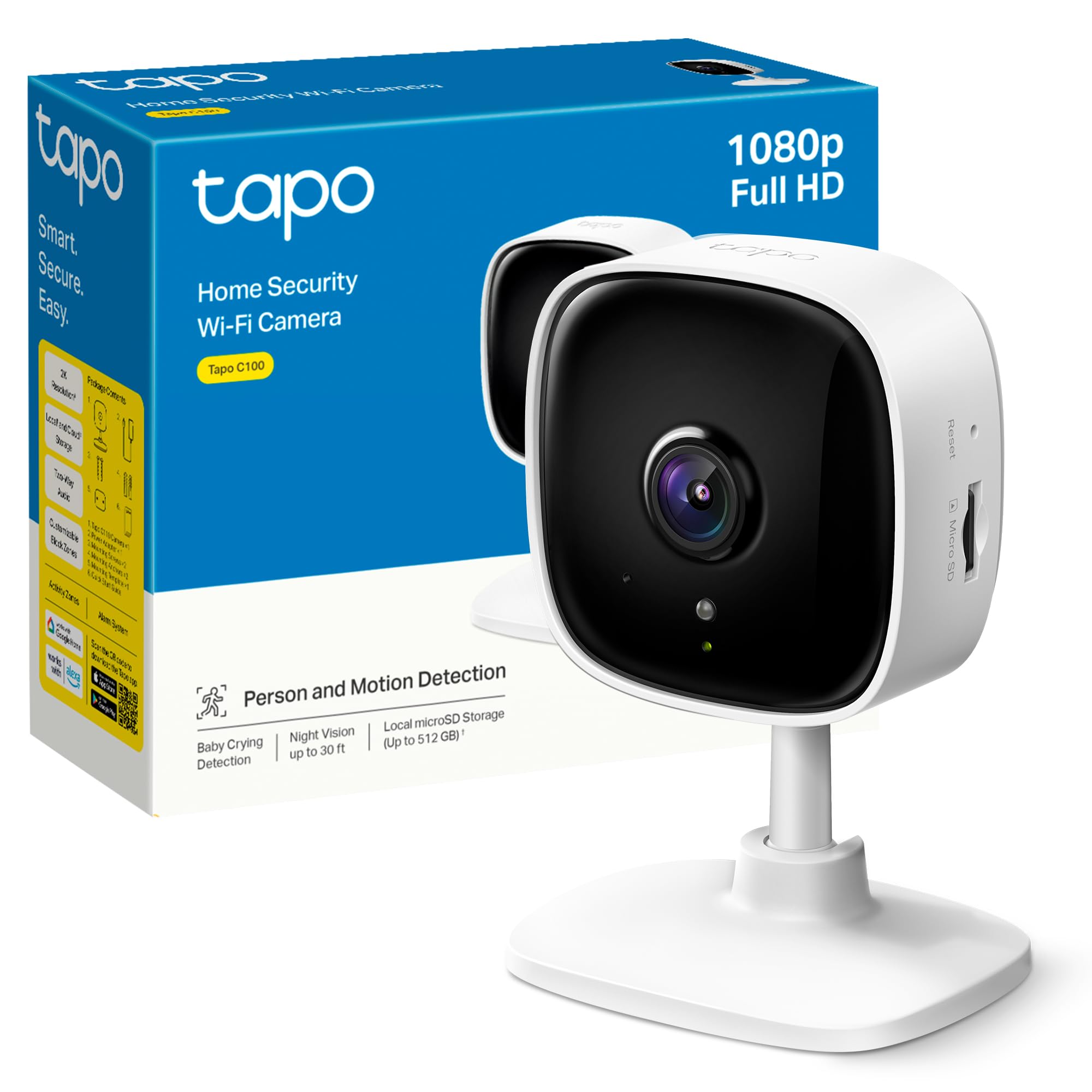 Tapo C100 cámara Wi-Fi interior 1080p Full HD con detección de movimiento, visión nocturna y audio bidireccional