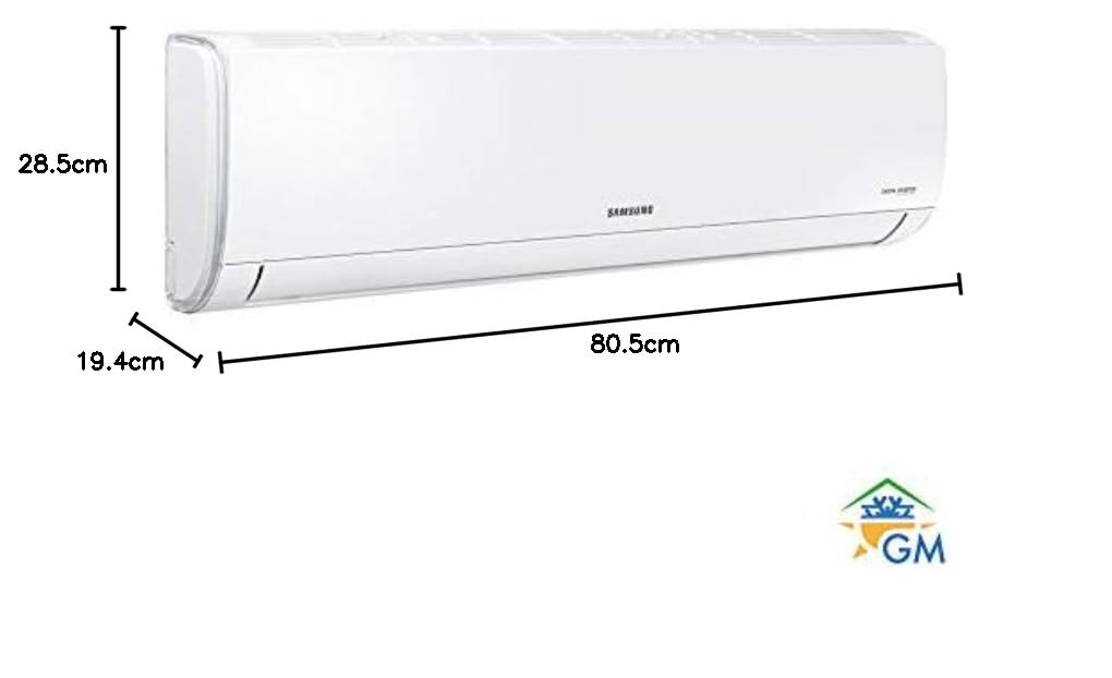 Dimensiones de la unidad interior Samsung FAR12ART: 80,5 por 28,5 por 19,4 centímetros