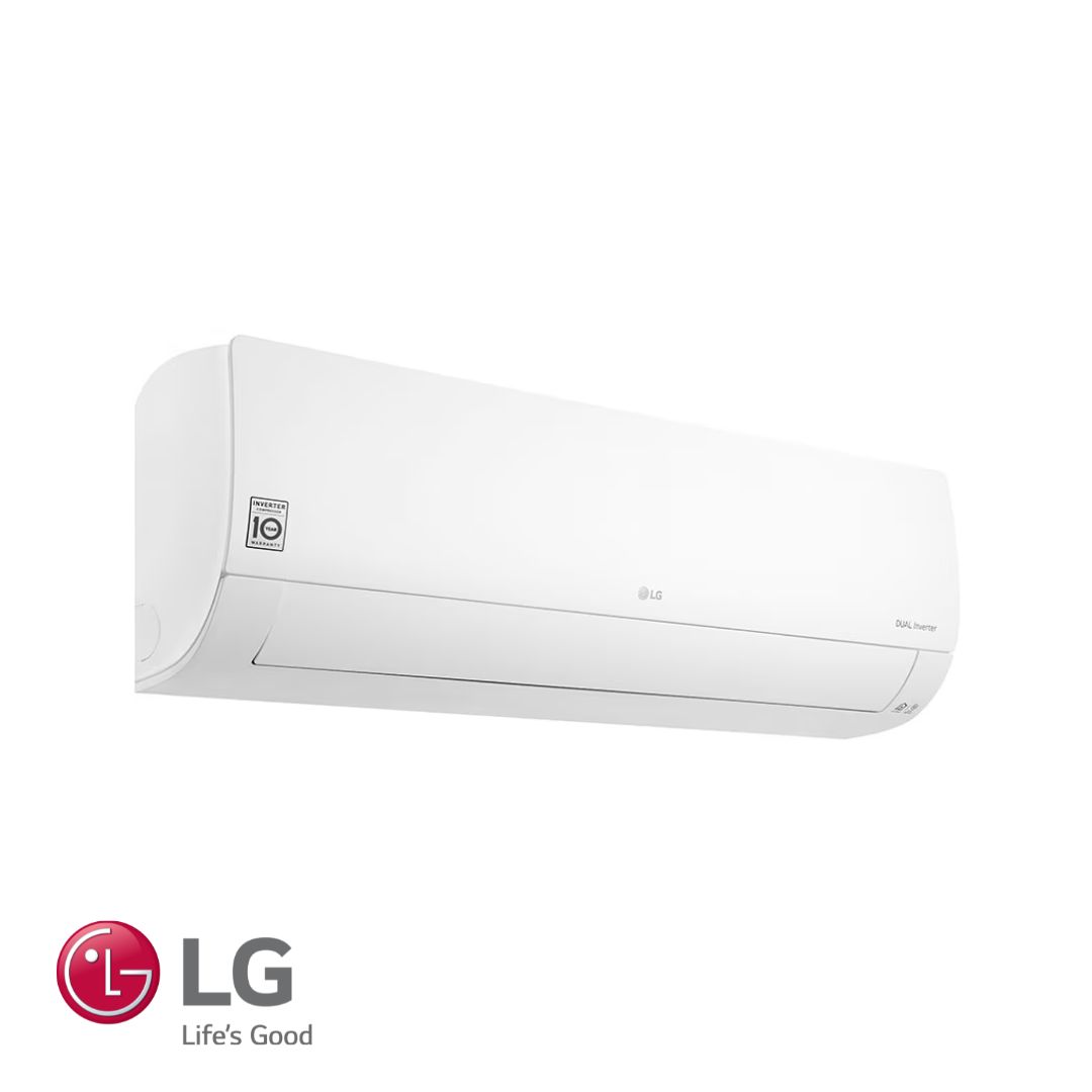 Aire acondicionado split LG Dual Inverter blanco con 10 años de garantía, unidad interior de pared.